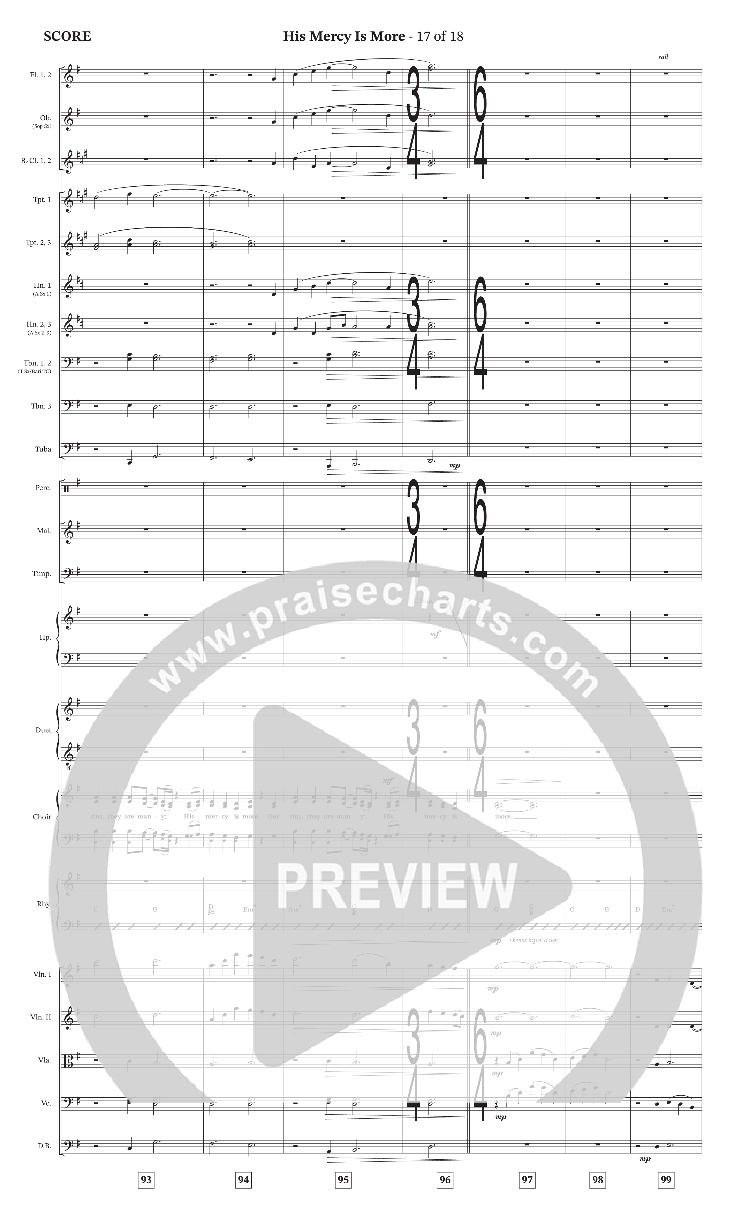 His Mercy Is More (Choral Anthem SATB) Orchestration (The Brooklyn Tabernacle Choir / Arr. Carol Cymbala / Orch. J. Daniel Smith)