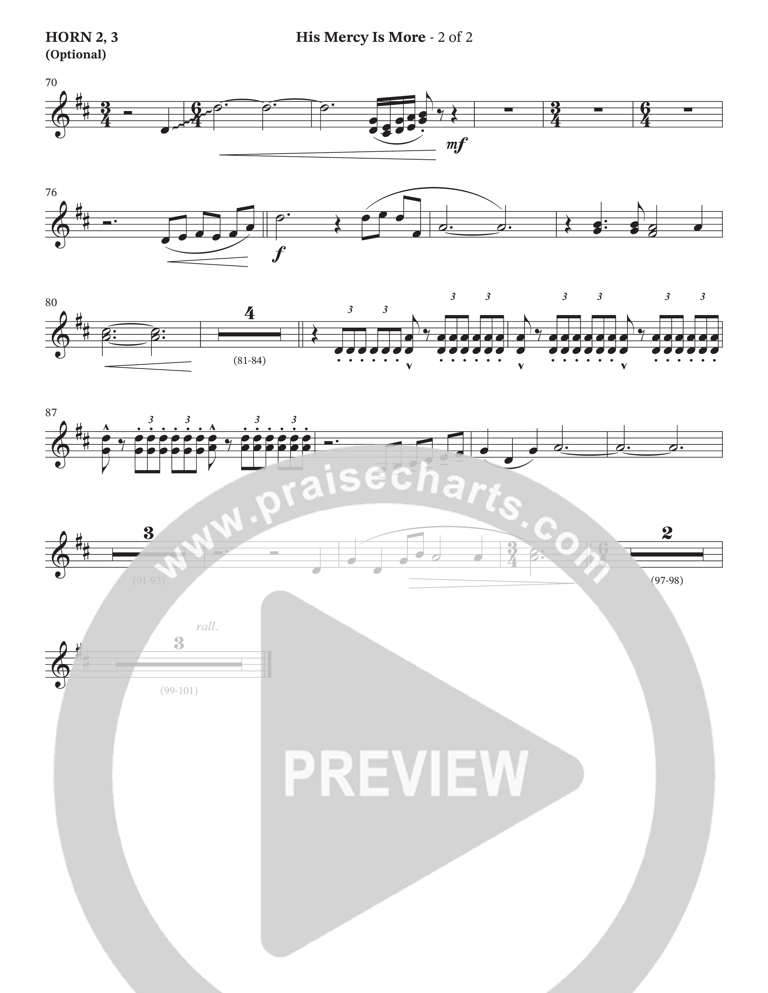 His Mercy Is More (Choral Anthem SATB) French Horn 3 (The Brooklyn Tabernacle Choir / Arr. Carol Cymbala / Orch. J. Daniel Smith)