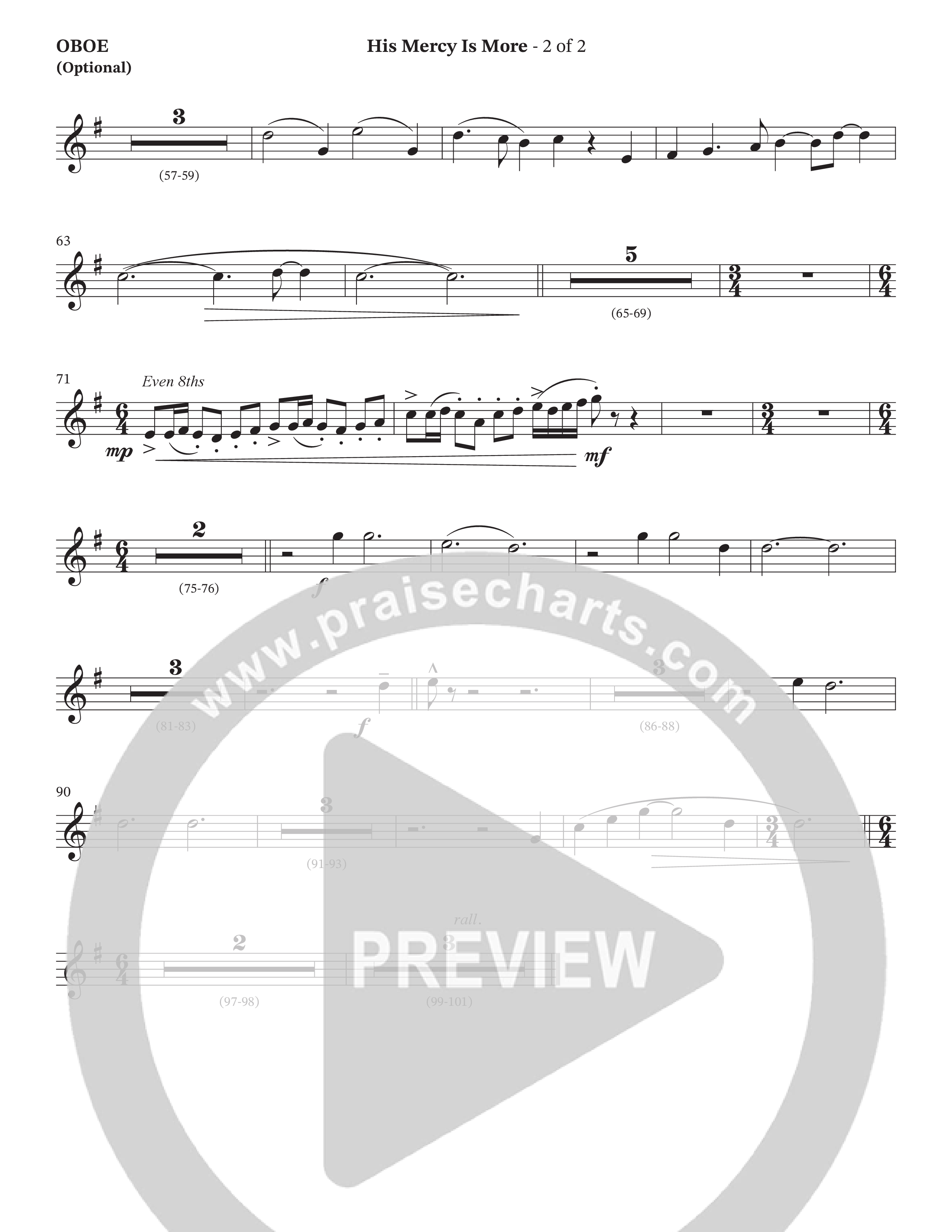 His Mercy Is More (Choral Anthem SATB) Oboe (The Brooklyn Tabernacle Choir / Arr. Carol Cymbala / Orch. J. Daniel Smith)