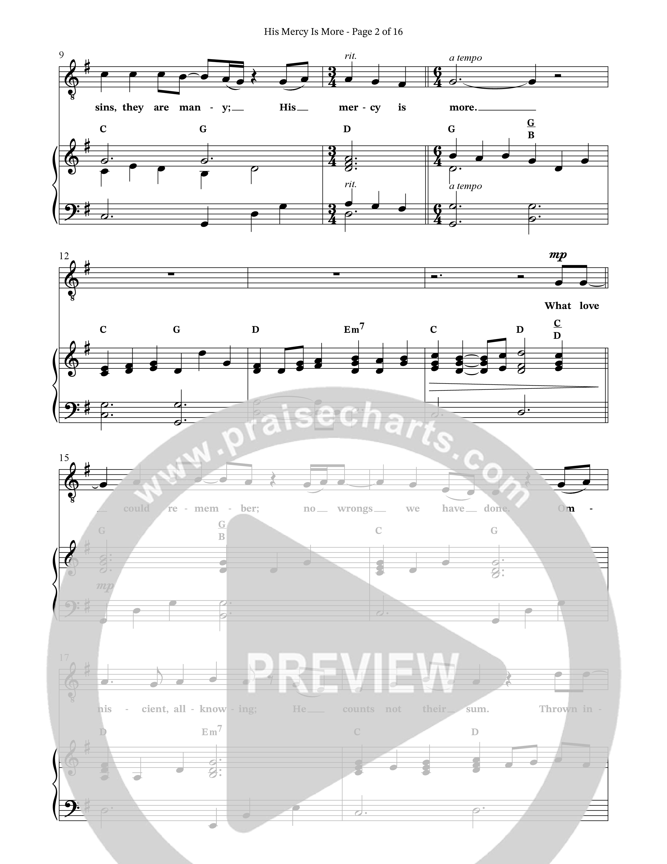 His Mercy Is More (Choral Anthem SATB) Octavo (SATB & Pno) (The Brooklyn Tabernacle Choir / Arr. Carol Cymbala / Orch. J. Daniel Smith)