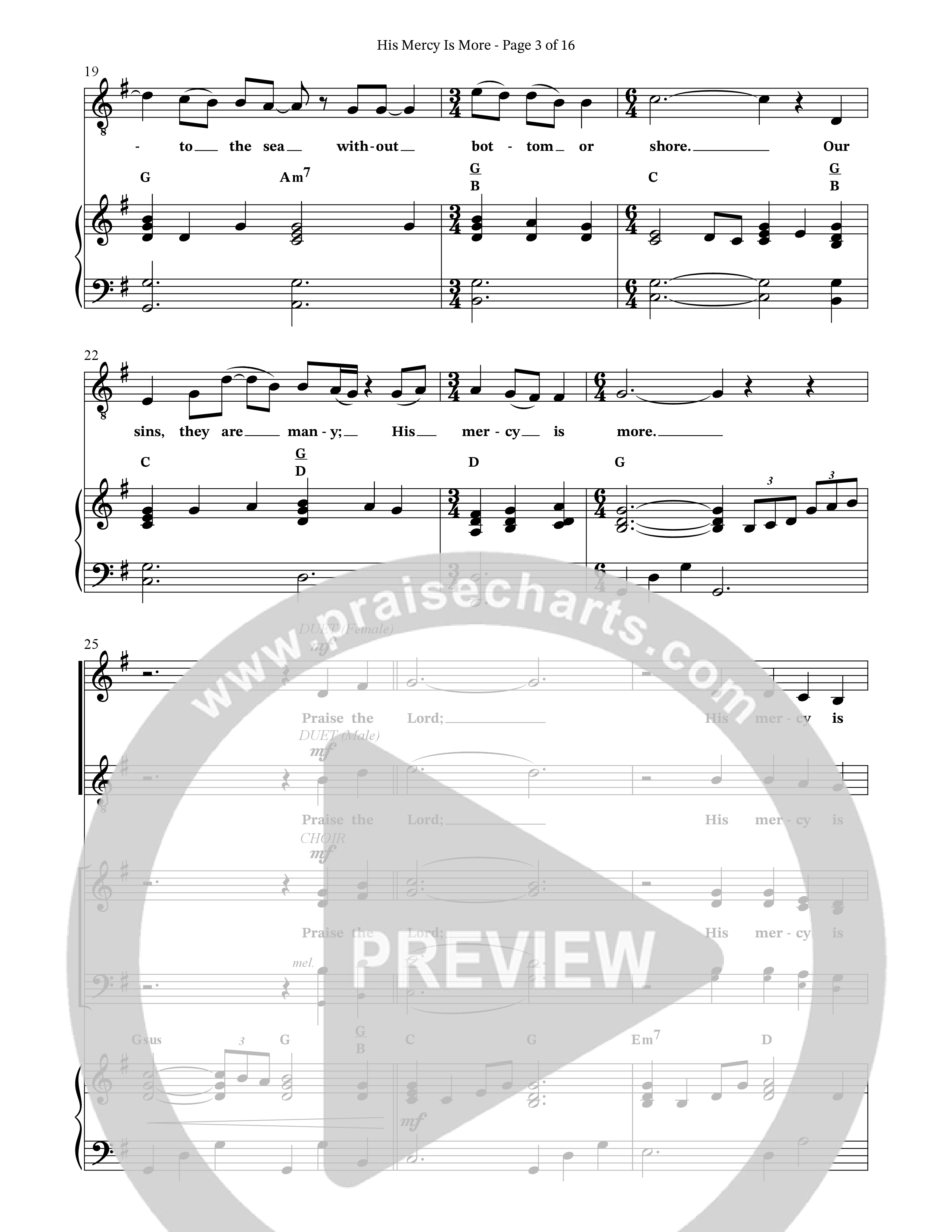 His Mercy Is More (Choral Anthem SATB) Octavo (SATB & Pno) (The Brooklyn Tabernacle Choir / Arr. Carol Cymbala / Orch. J. Daniel Smith)