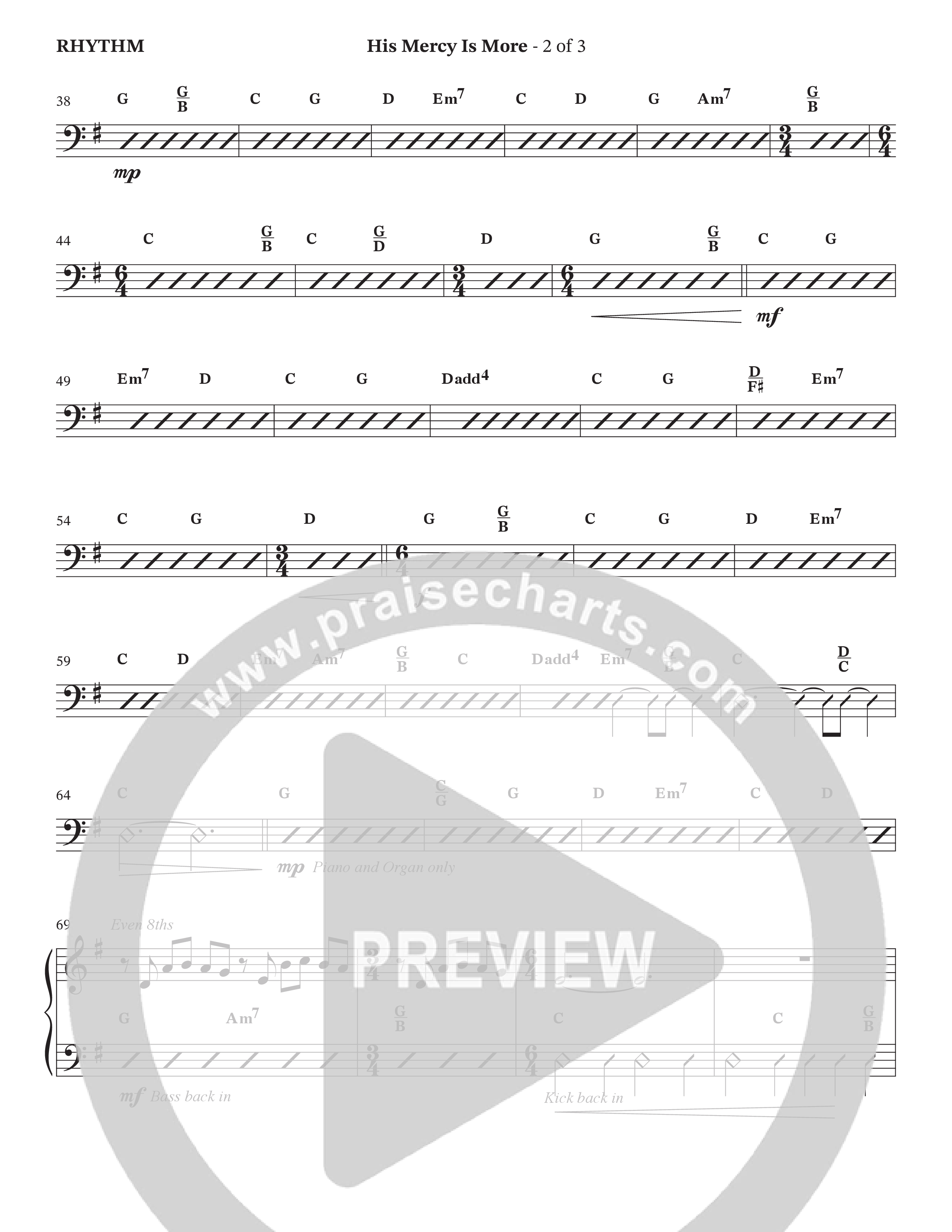 His Mercy Is More (Choral Anthem SATB) Rhythm Chart (The Brooklyn Tabernacle Choir / Arr. Carol Cymbala / Orch. J. Daniel Smith)