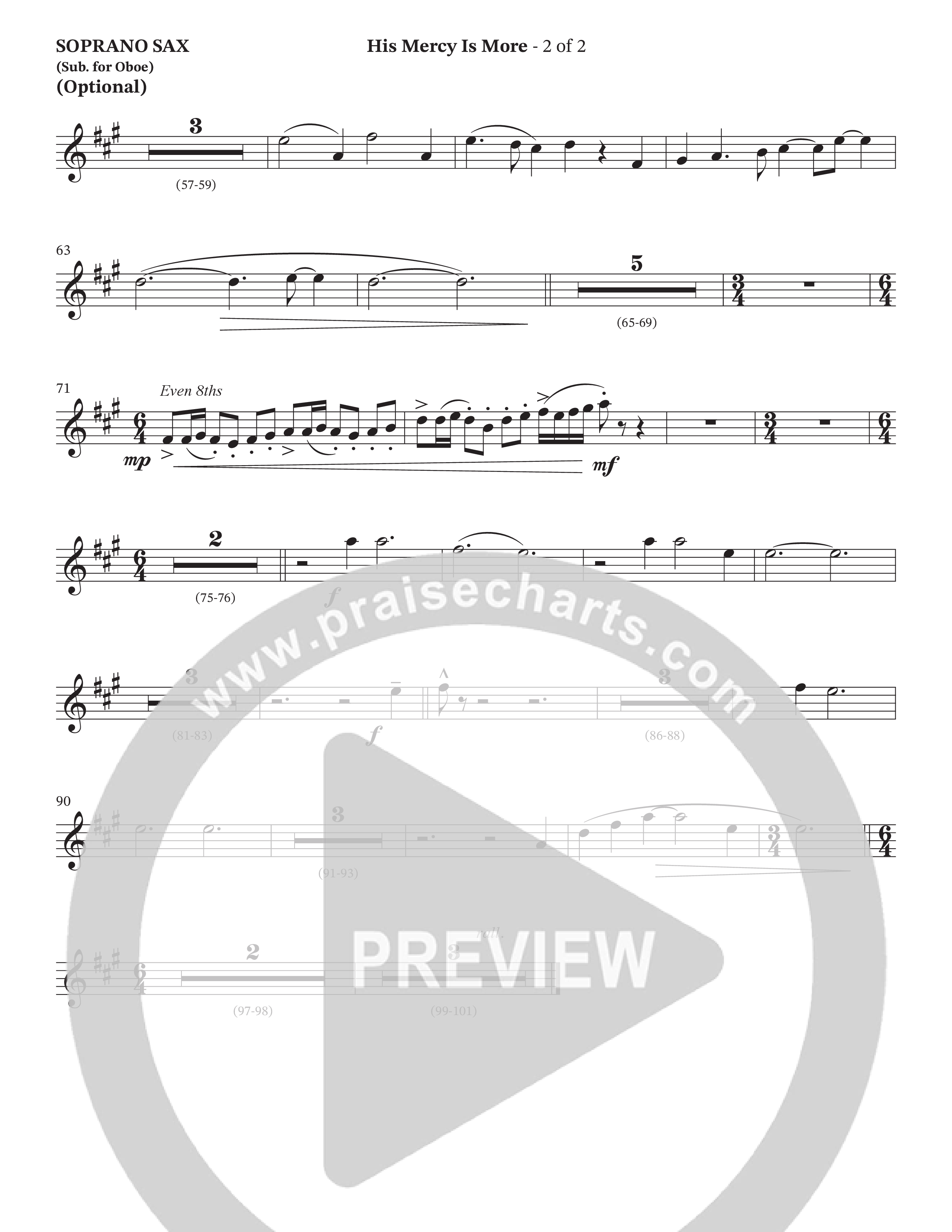 His Mercy Is More (Choral Anthem SATB) Soprano Sax (The Brooklyn Tabernacle Choir / Arr. Carol Cymbala / Orch. J. Daniel Smith)