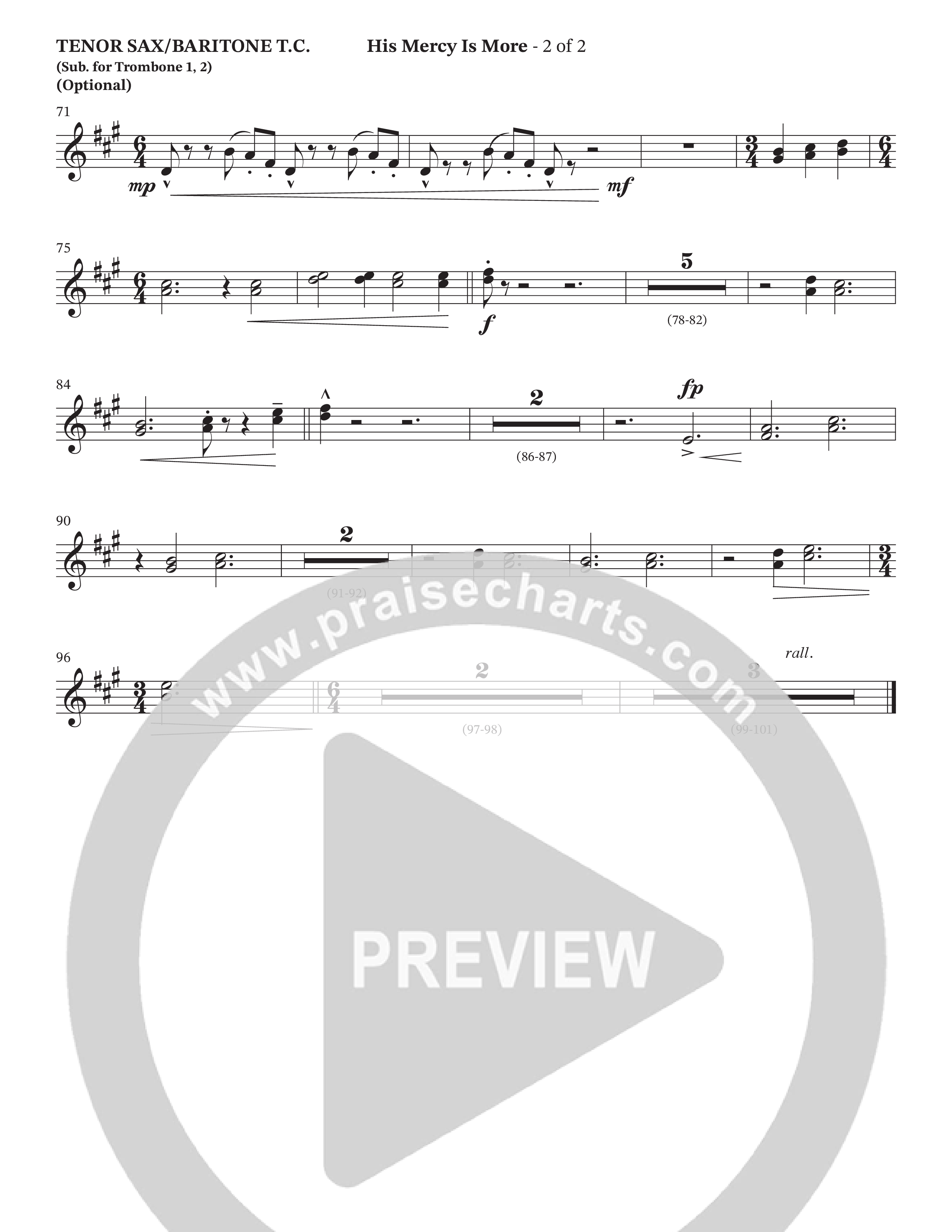 His Mercy Is More (Choral Anthem SATB) Tenor Sax/Baritone T.C. (The Brooklyn Tabernacle Choir / Arr. Carol Cymbala / Orch. J. Daniel Smith)