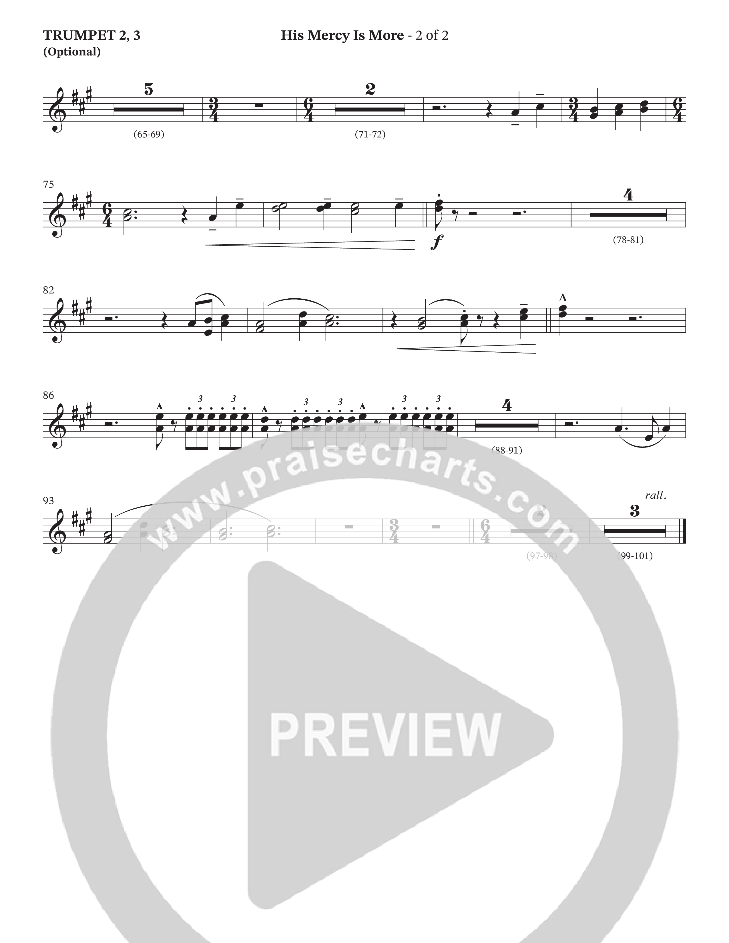 His Mercy Is More (Choral Anthem SATB) Trumpet 2/3 (The Brooklyn Tabernacle Choir / Arr. Carol Cymbala / Orch. J. Daniel Smith)