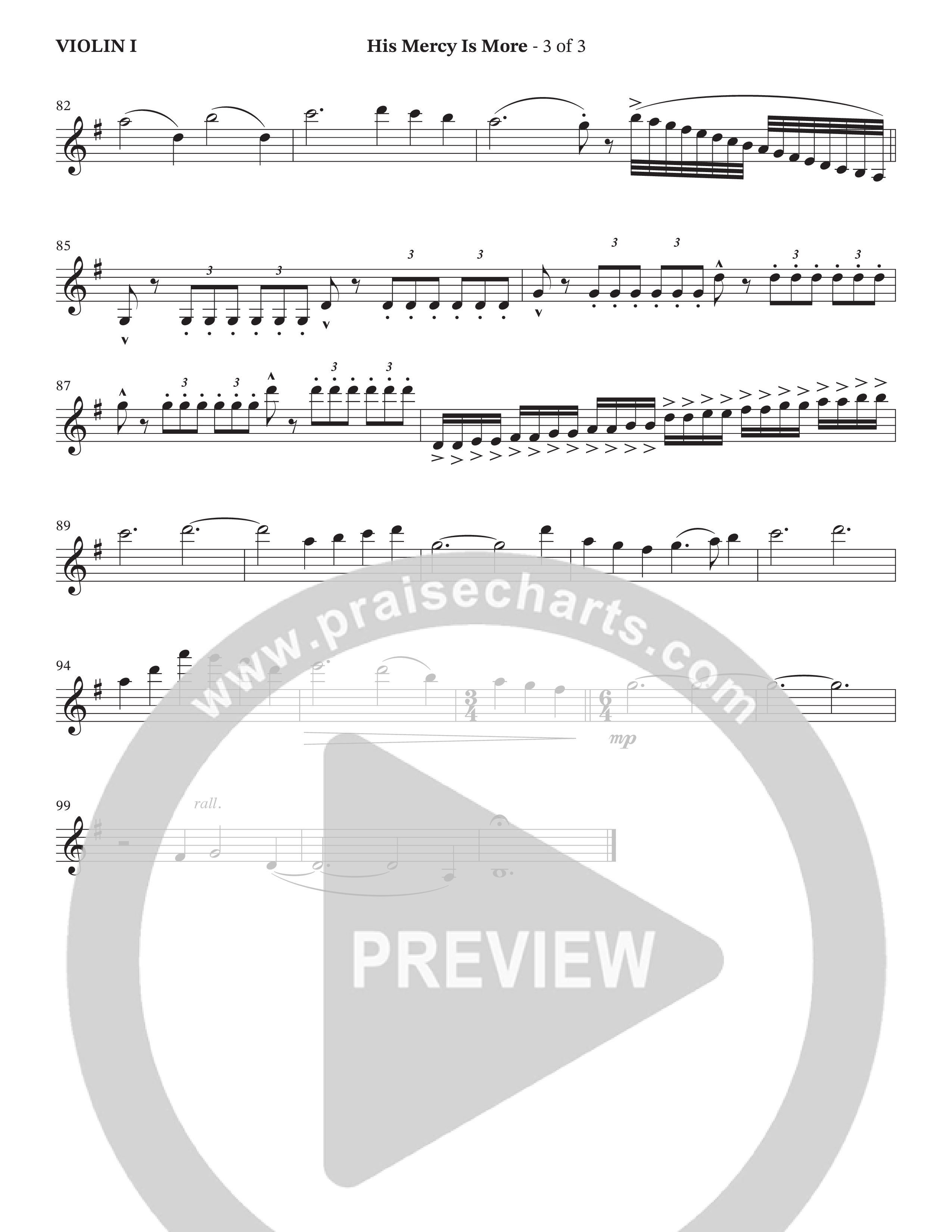 His Mercy Is More (Choral Anthem SATB) Violin 1 (The Brooklyn Tabernacle Choir / Arr. Carol Cymbala / Orch. J. Daniel Smith)