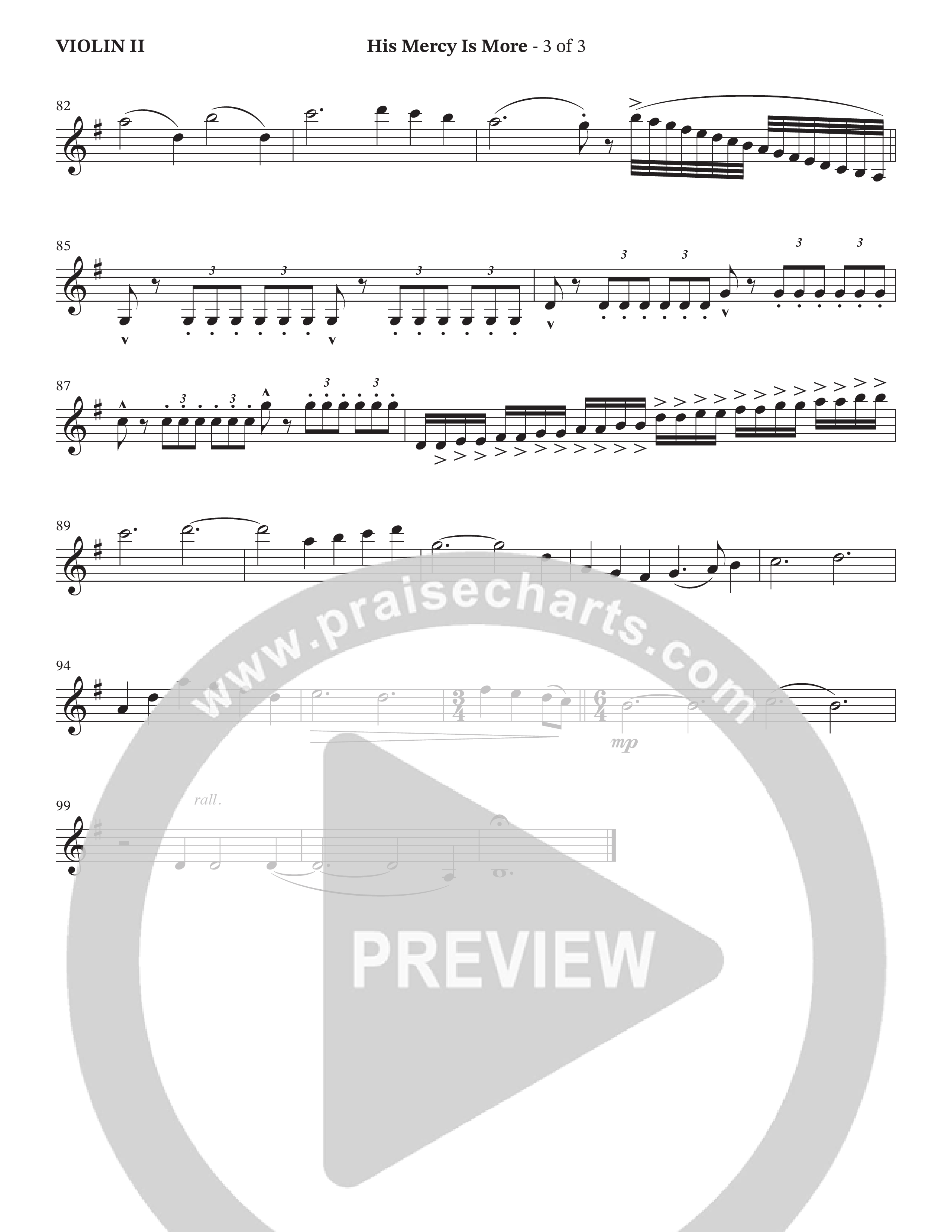 His Mercy Is More (Choral Anthem SATB) Violin 2 (The Brooklyn Tabernacle Choir / Arr. Carol Cymbala / Orch. J. Daniel Smith)