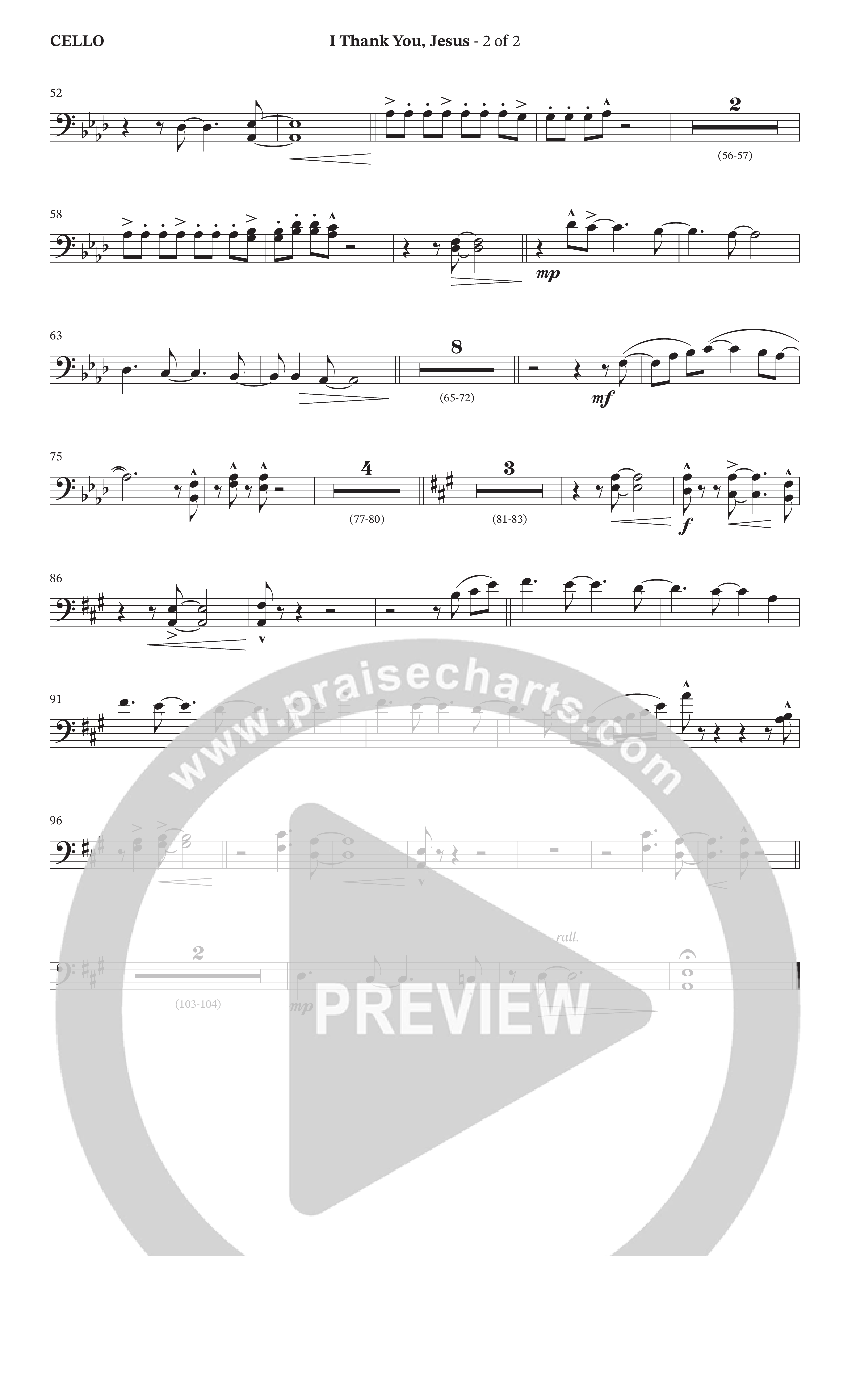 I Thank You Jesus (Choral Anthem SATB) Cello (The Brooklyn Tabernacle Choir / Arr. Carol Cymbala / Orch. J. Daniel Smith)