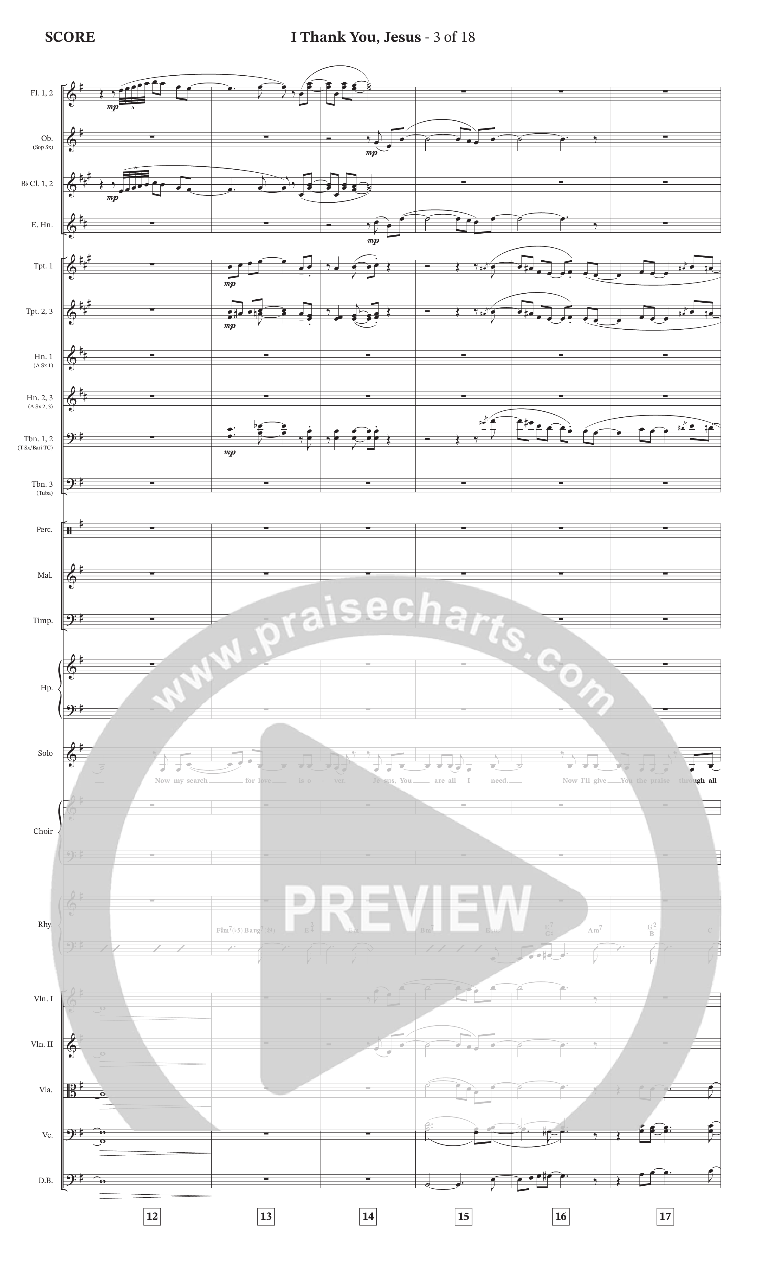 I Thank You Jesus (Choral Anthem SATB) Conductor's Score (The Brooklyn Tabernacle Choir / Arr. Carol Cymbala / Orch. J. Daniel Smith)