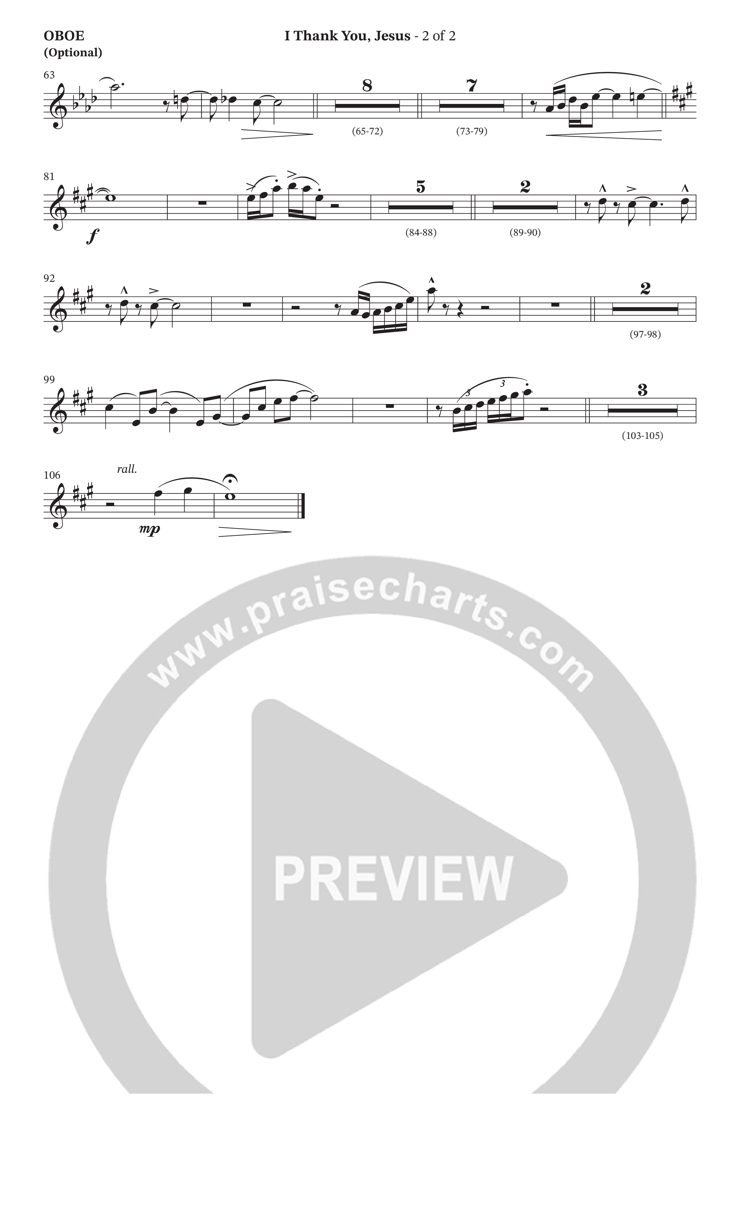 I Thank You Jesus (Choral Anthem SATB) Oboe (The Brooklyn Tabernacle Choir / Arr. Carol Cymbala / Orch. J. Daniel Smith)