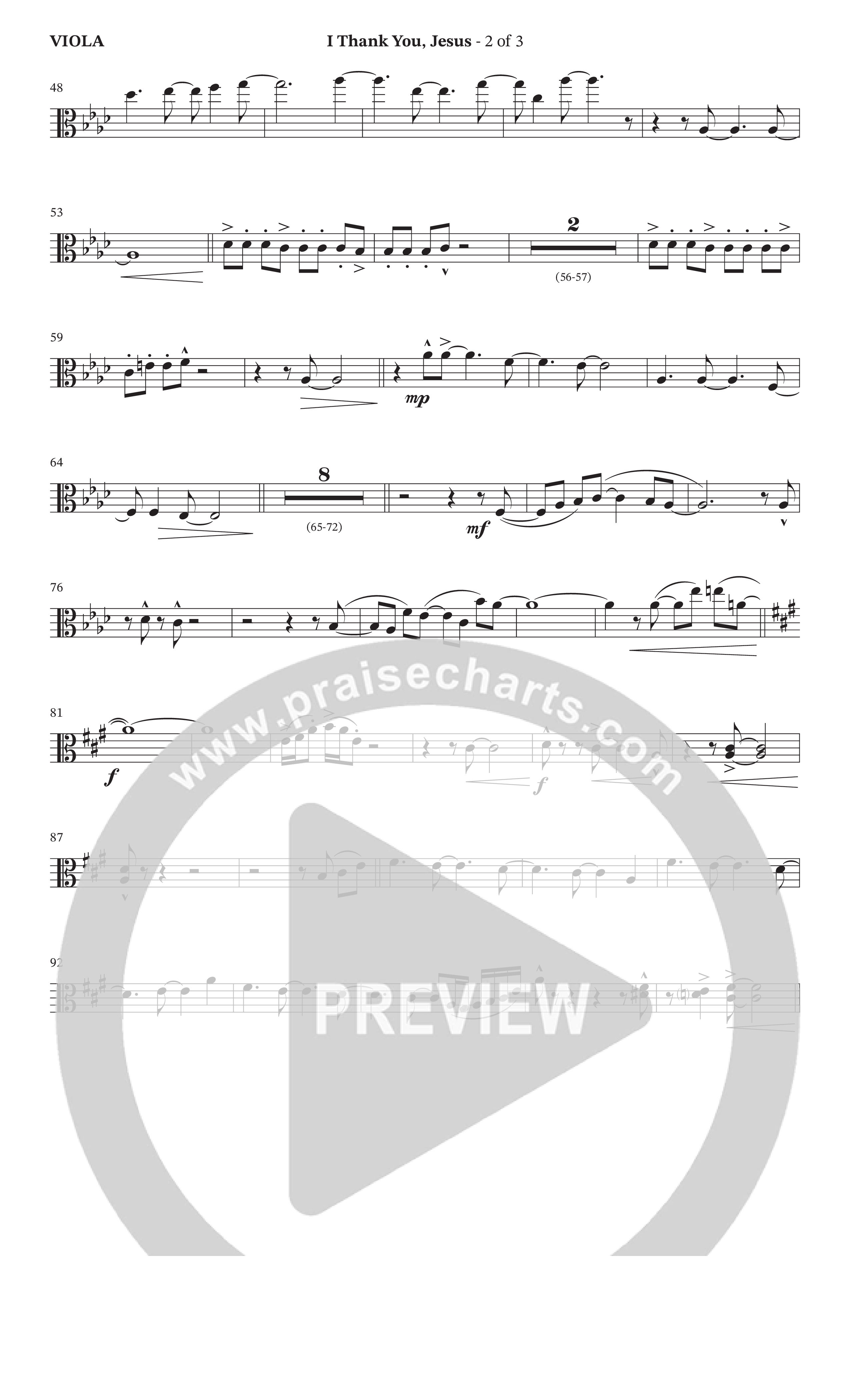 I Thank You Jesus (Choral Anthem SATB) Viola (The Brooklyn Tabernacle Choir / Arr. Carol Cymbala / Orch. J. Daniel Smith)