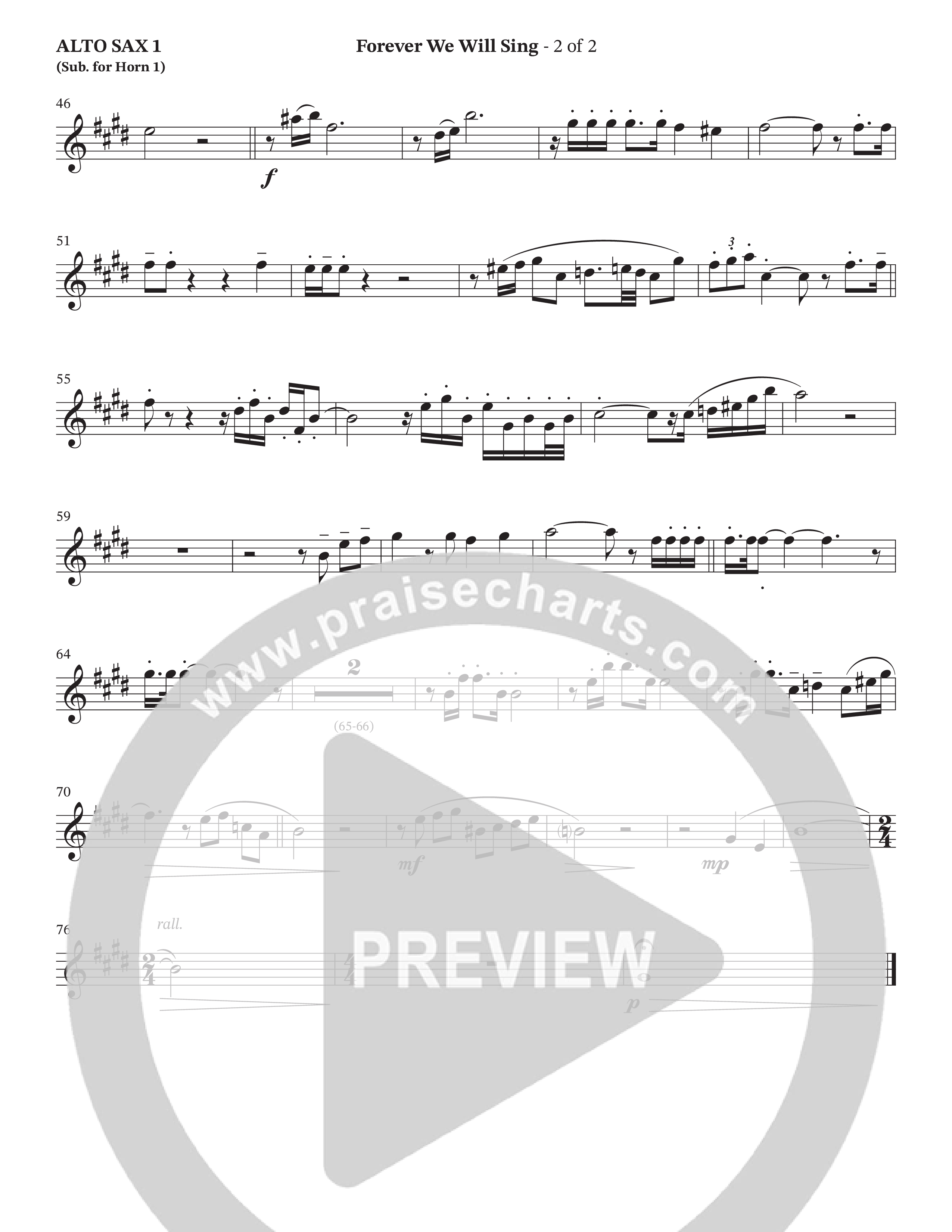 Forever We Will Sing (Choral Anthem SATB) Alto Sax (The Brooklyn Tabernacle Choir / Arr. Carol Cymbala / Orch. J. Daniel Smith)