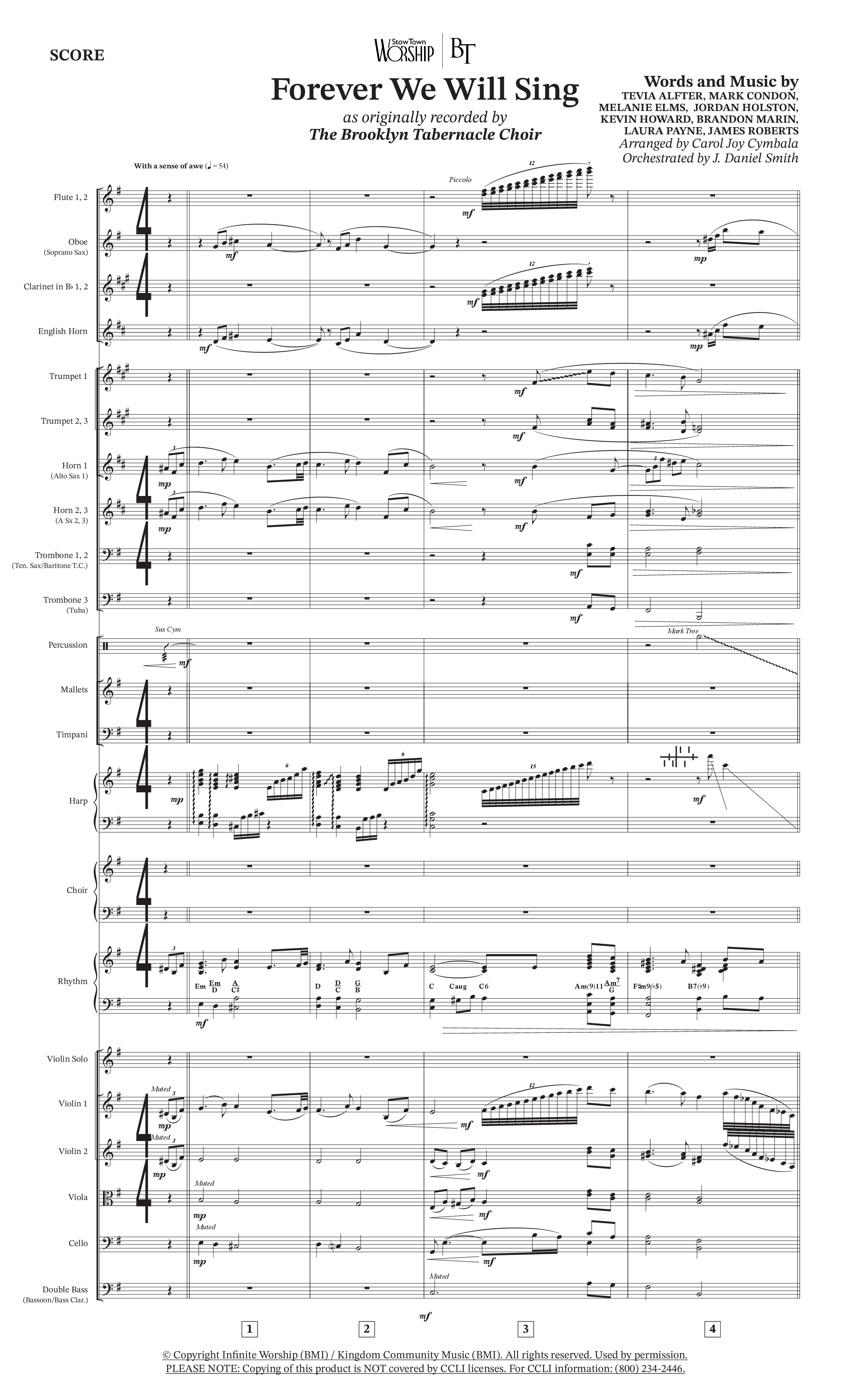 Forever We Will Sing (Choral Anthem SATB) Orchestration (The Brooklyn Tabernacle Choir / Arr. Carol Cymbala / Orch. J. Daniel Smith)