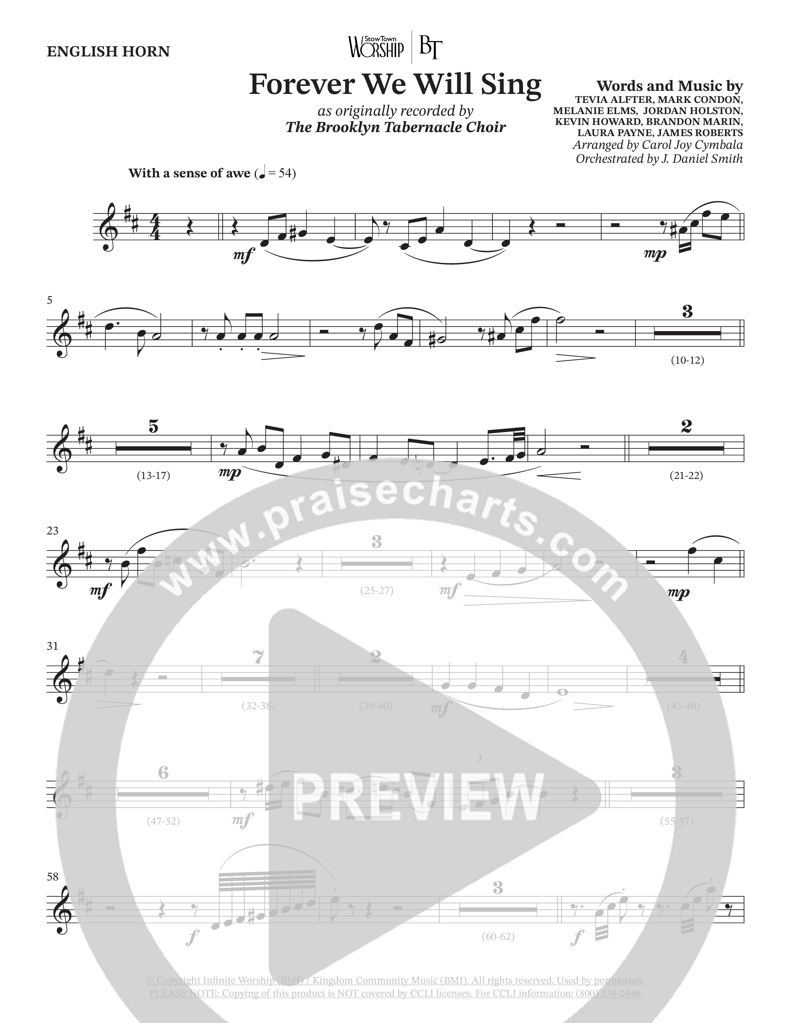 Forever We Will Sing (Choral Anthem SATB) English Horn (The Brooklyn Tabernacle Choir / Arr. Carol Cymbala / Orch. J. Daniel Smith)