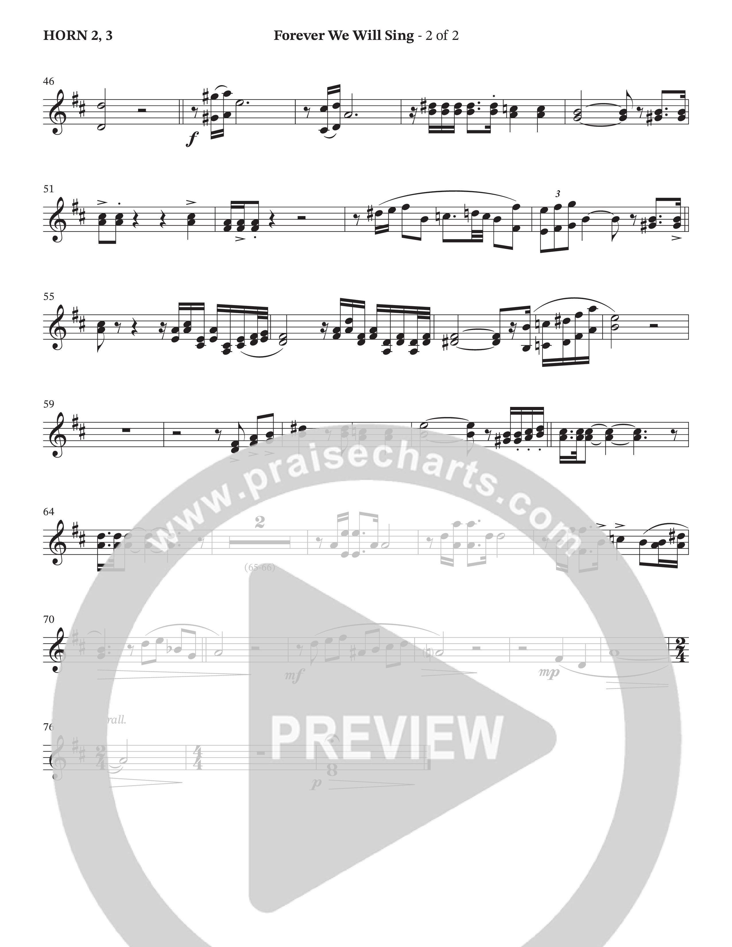 Forever We Will Sing (Choral Anthem SATB) French Horn 2 (The Brooklyn Tabernacle Choir / Arr. Carol Cymbala / Orch. J. Daniel Smith)