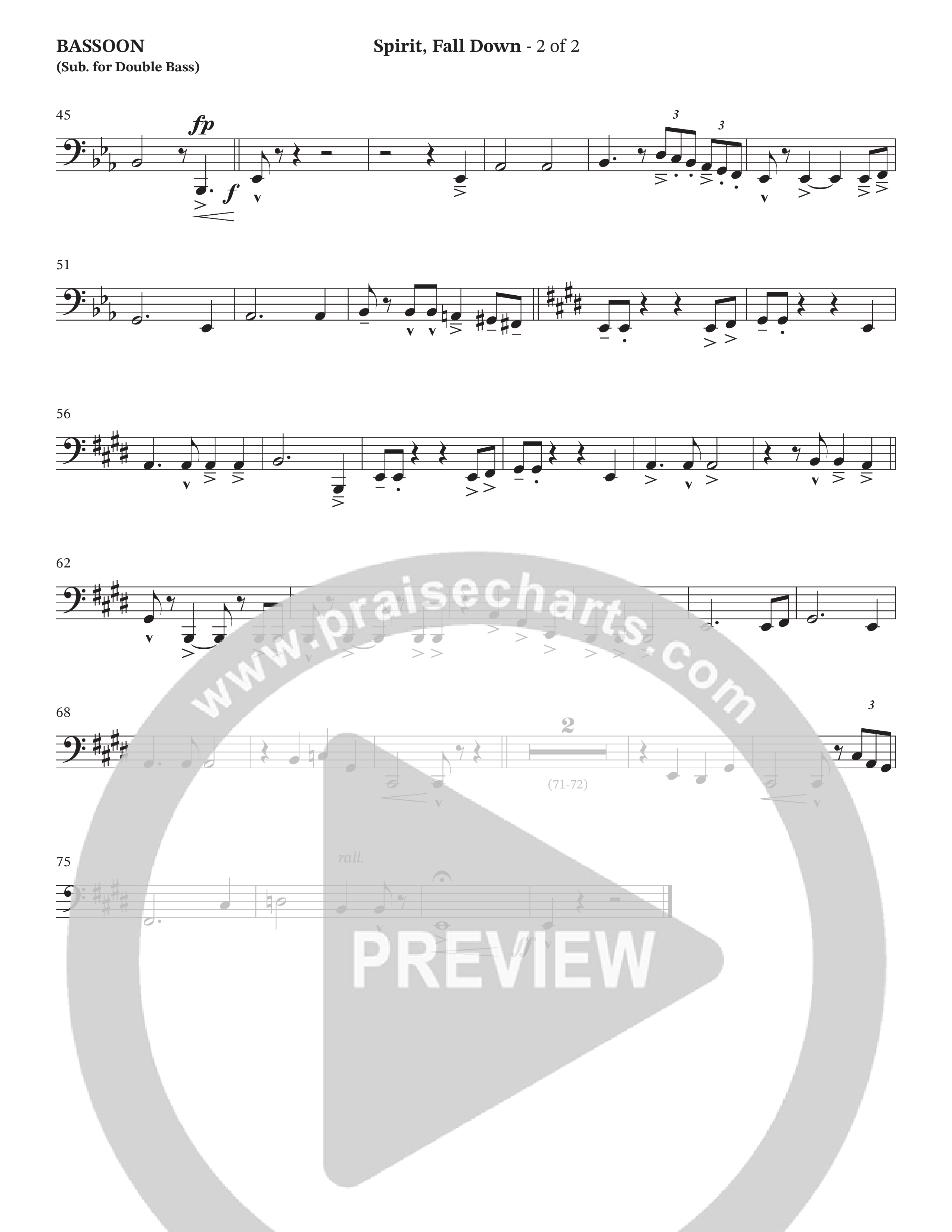 Spirit Fall Down (Choral Anthem SATB) Bassoon (The Brooklyn Tabernacle Choir / Arr. Carol Cymbala / Orch. J. Daniel Smith)