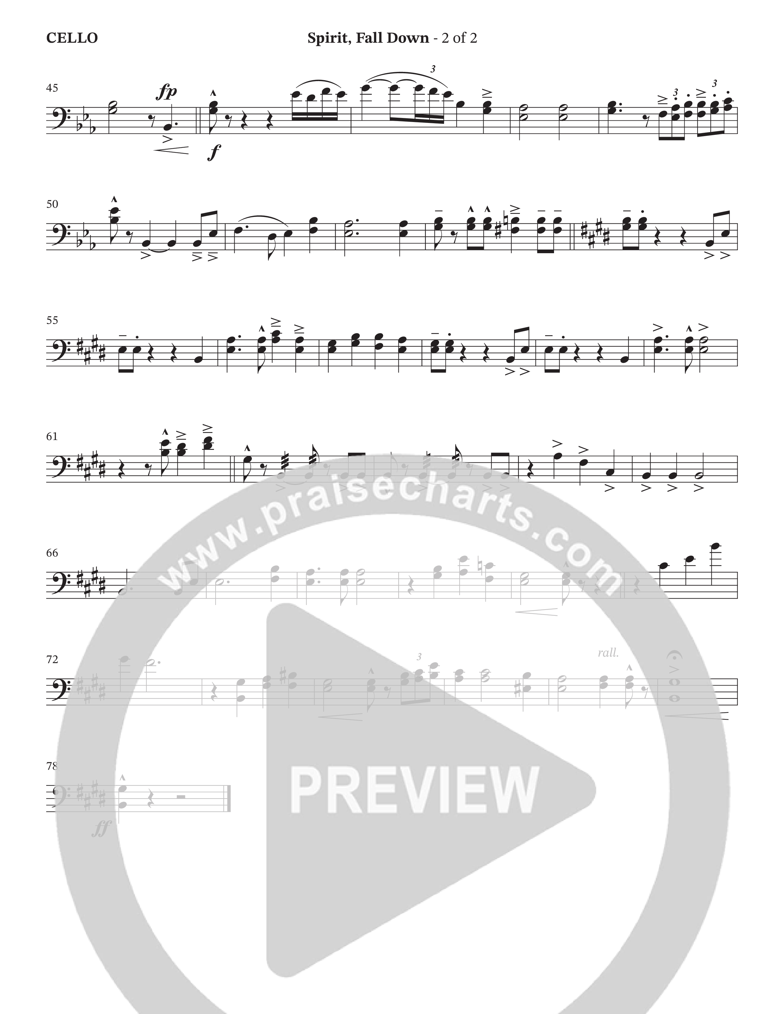 Spirit Fall Down (Choral Anthem SATB) Cello (The Brooklyn Tabernacle Choir / Arr. Carol Cymbala / Orch. J. Daniel Smith)