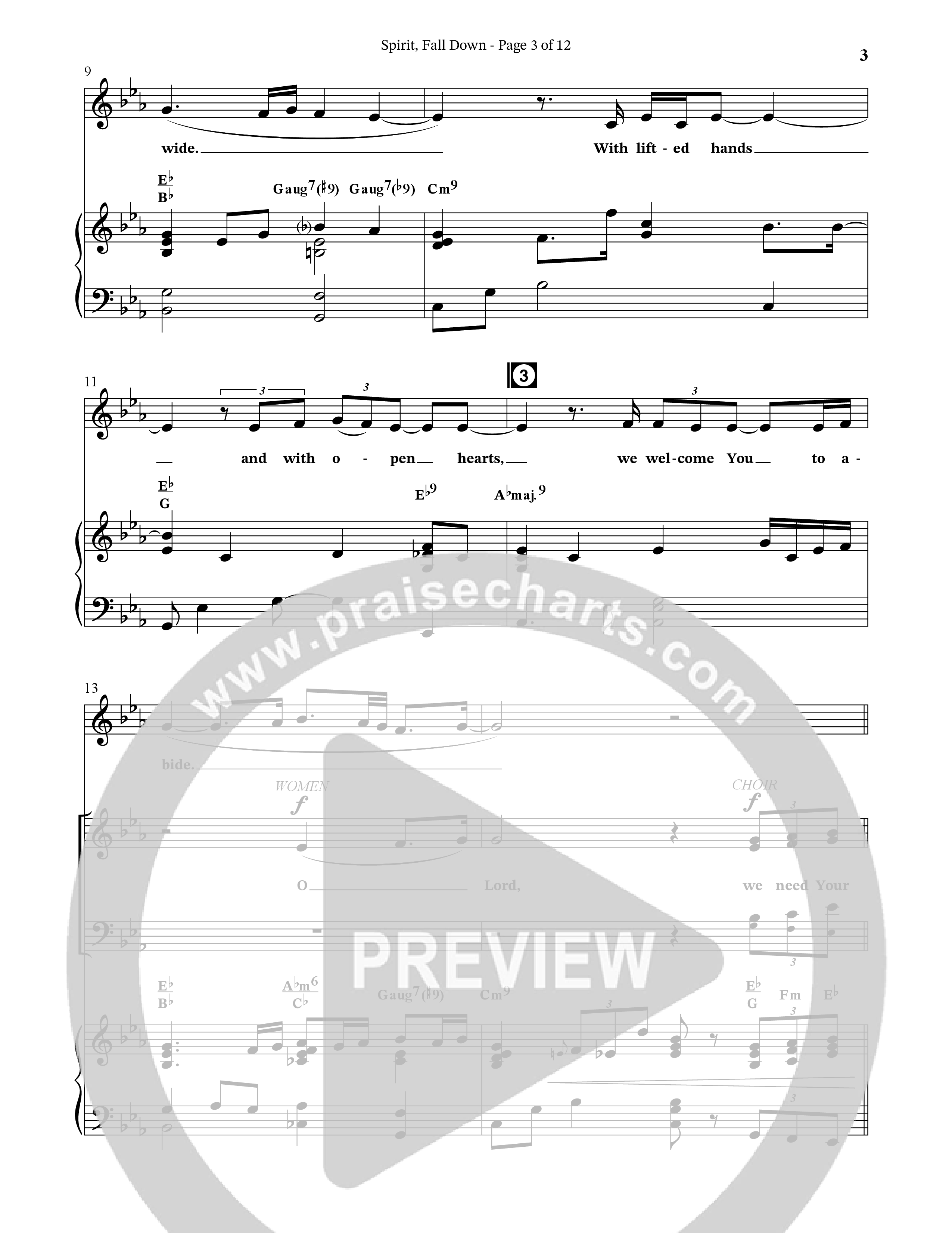 Spirit Fall Down (Choral Anthem SATB) Octavo (SATB & Pno) (The Brooklyn Tabernacle Choir / Arr. Carol Cymbala / Orch. J. Daniel Smith)