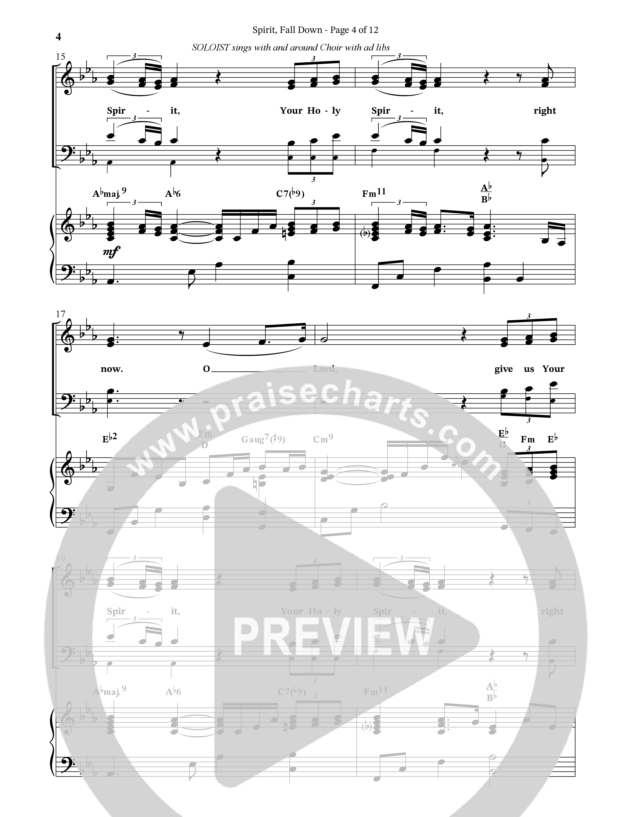 Spirit Fall Down (Choral Anthem SATB) Octavo (SATB & Pno) (The Brooklyn Tabernacle Choir / Arr. Carol Cymbala / Orch. J. Daniel Smith)