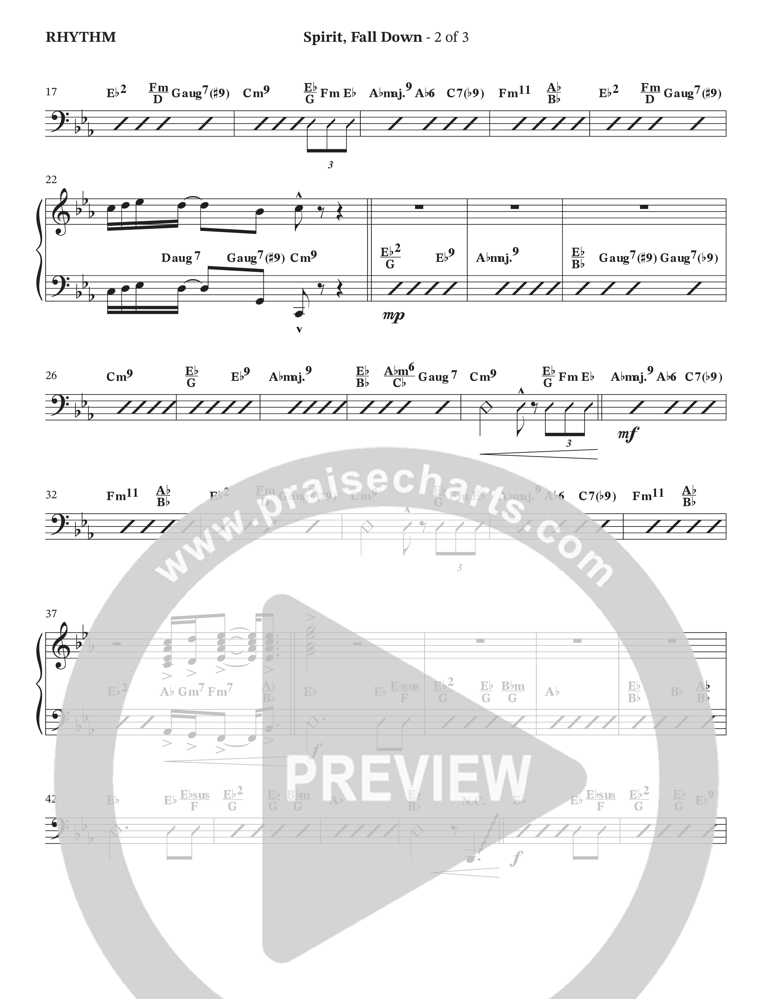 Spirit Fall Down (Choral Anthem SATB) Rhythm Chart (The Brooklyn Tabernacle Choir / Arr. Carol Cymbala / Orch. J. Daniel Smith)