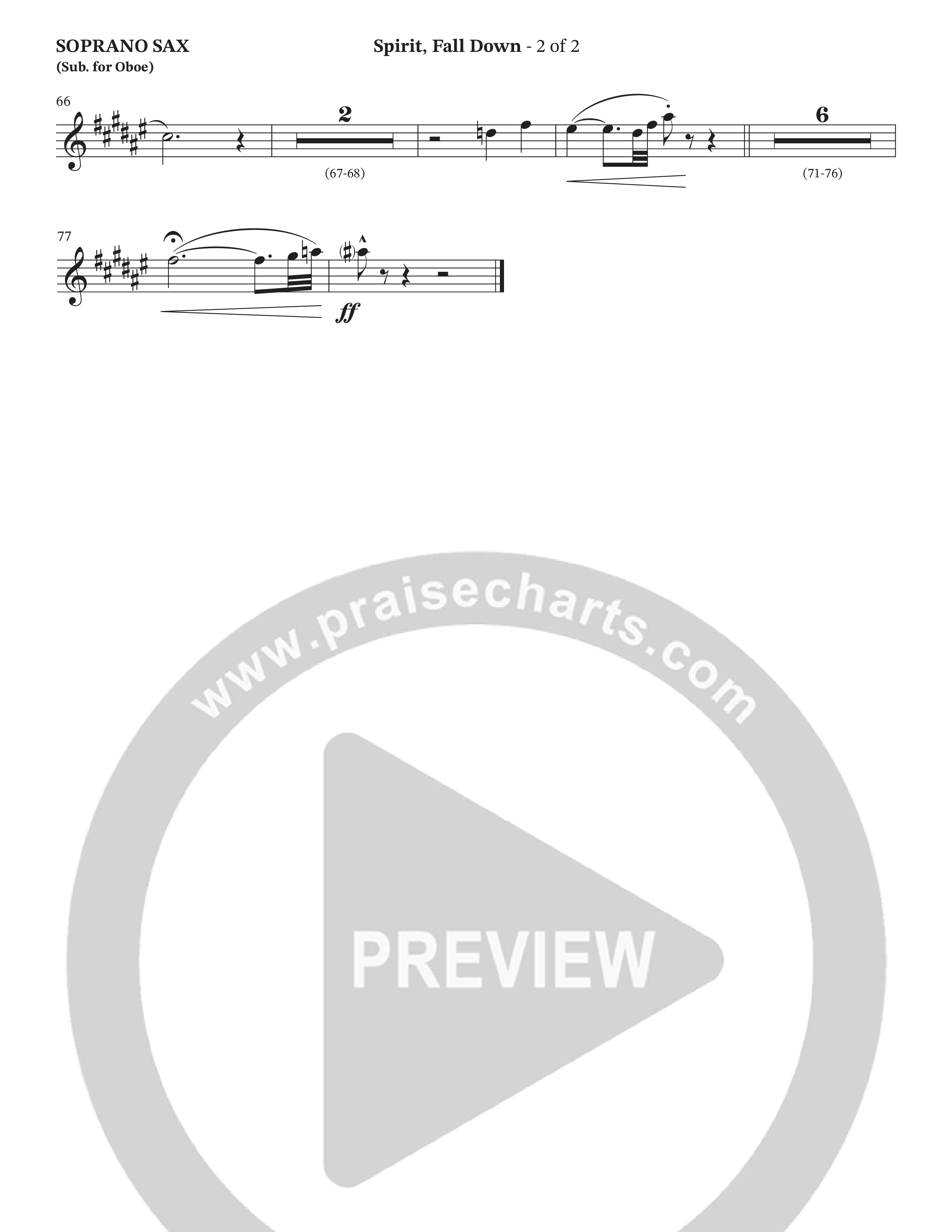 Spirit Fall Down (Choral Anthem SATB) Soprano Sax (The Brooklyn Tabernacle Choir / Arr. Carol Cymbala / Orch. J. Daniel Smith)