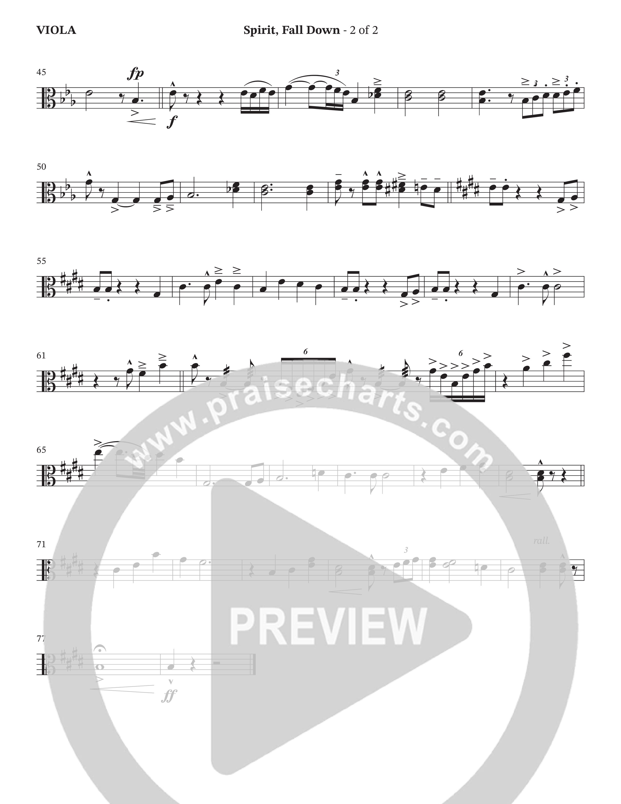 Spirit Fall Down (Choral Anthem SATB) Viola (The Brooklyn Tabernacle Choir / Arr. Carol Cymbala / Orch. J. Daniel Smith)