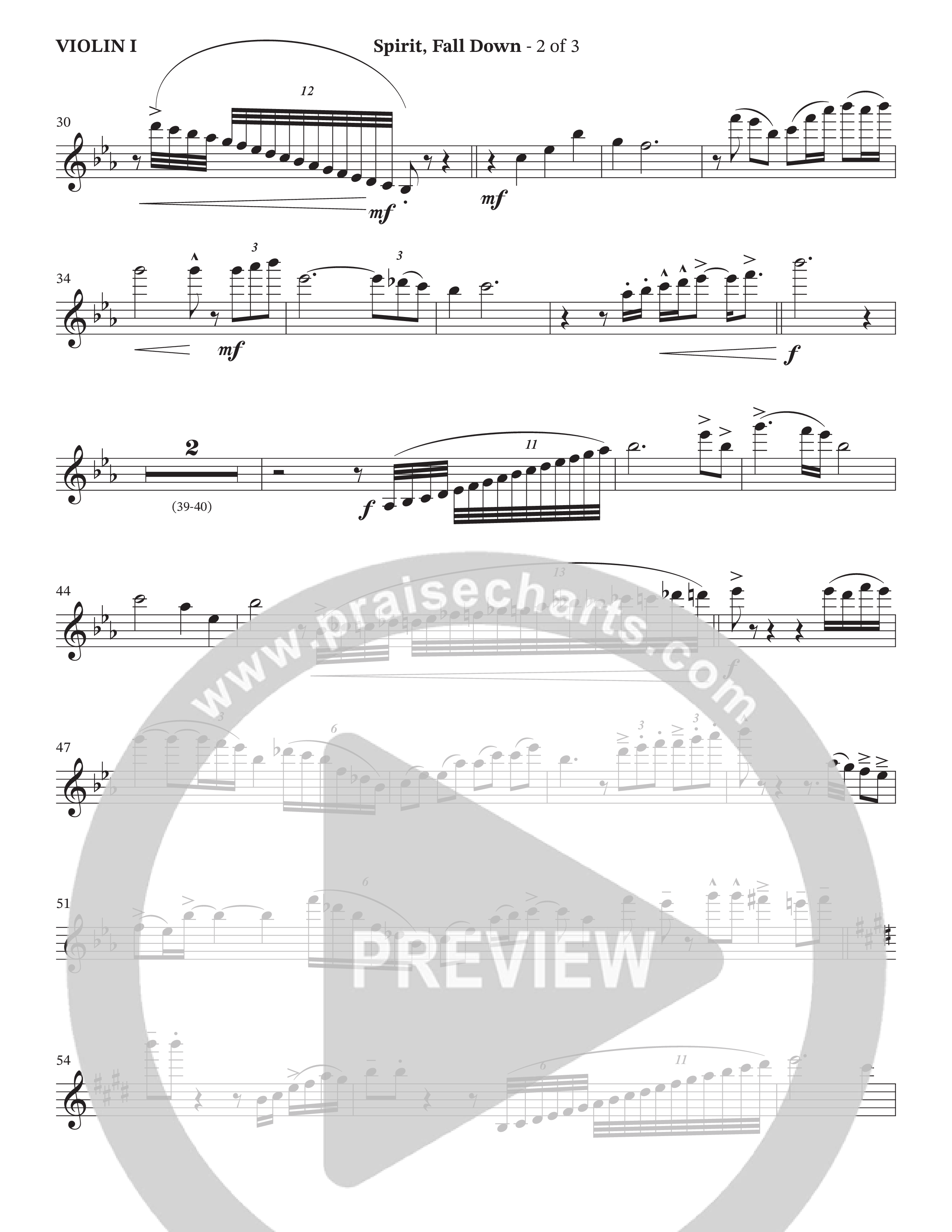 Spirit Fall Down (Choral Anthem SATB) Violin 1 (The Brooklyn Tabernacle Choir / Arr. Carol Cymbala / Orch. J. Daniel Smith)