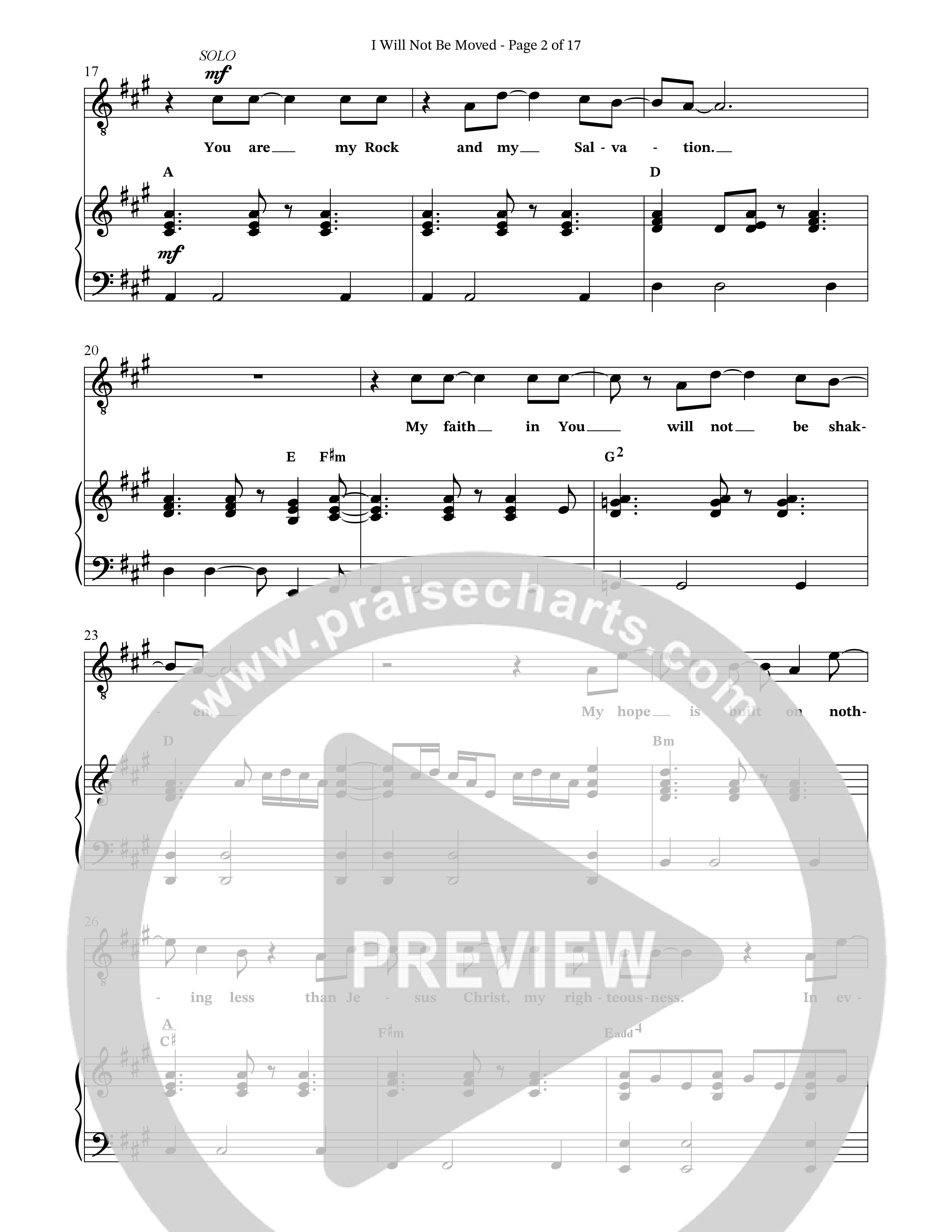 I Will Not Be Moved (Choral Anthem SATB) Octavo (SATB & Pno) (The Brooklyn Tabernacle Choir / Arr. Carol Cymbala / Orch. J. Daniel Smith)