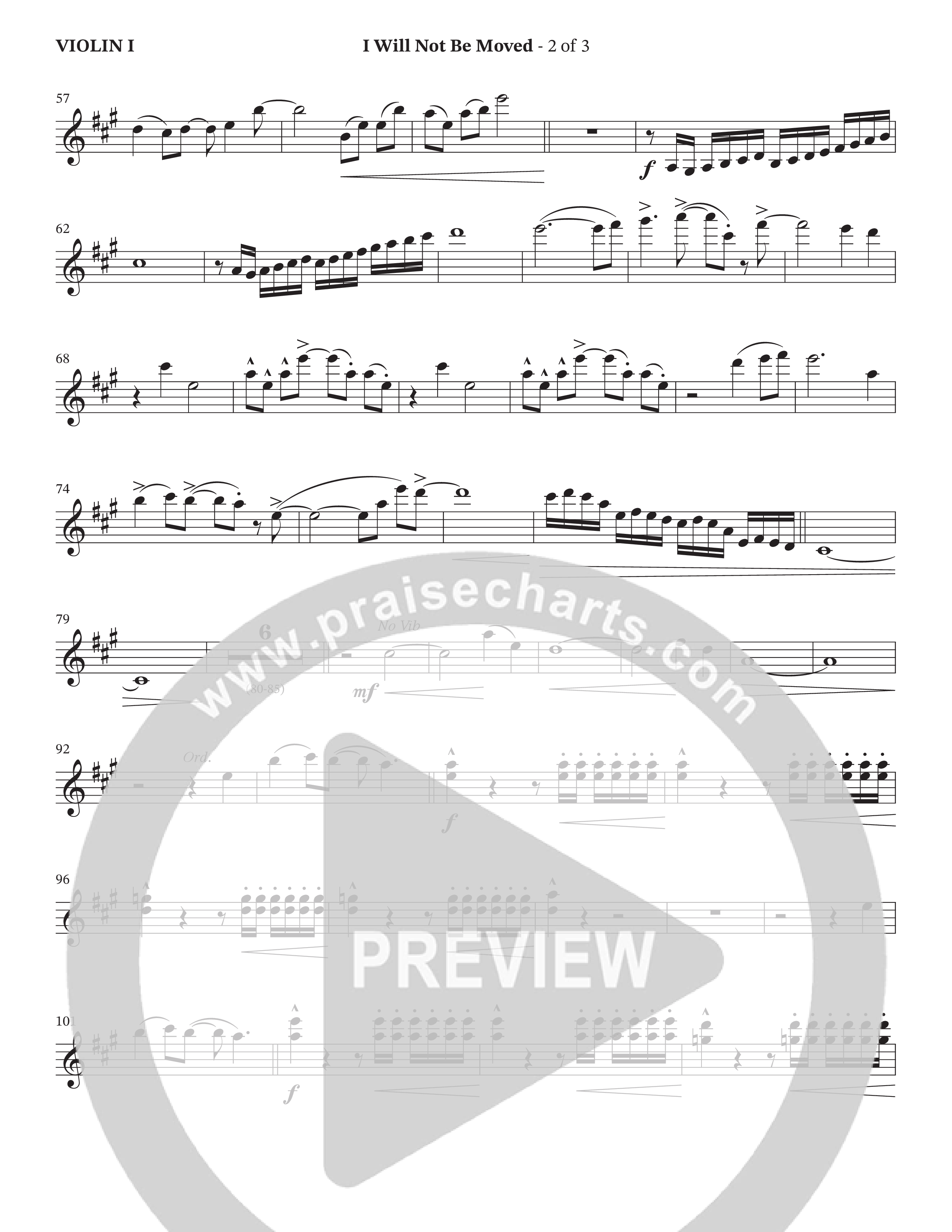 I Will Not Be Moved (Choral Anthem SATB) Violin 1 (The Brooklyn Tabernacle Choir / Arr. Carol Cymbala / Orch. J. Daniel Smith)