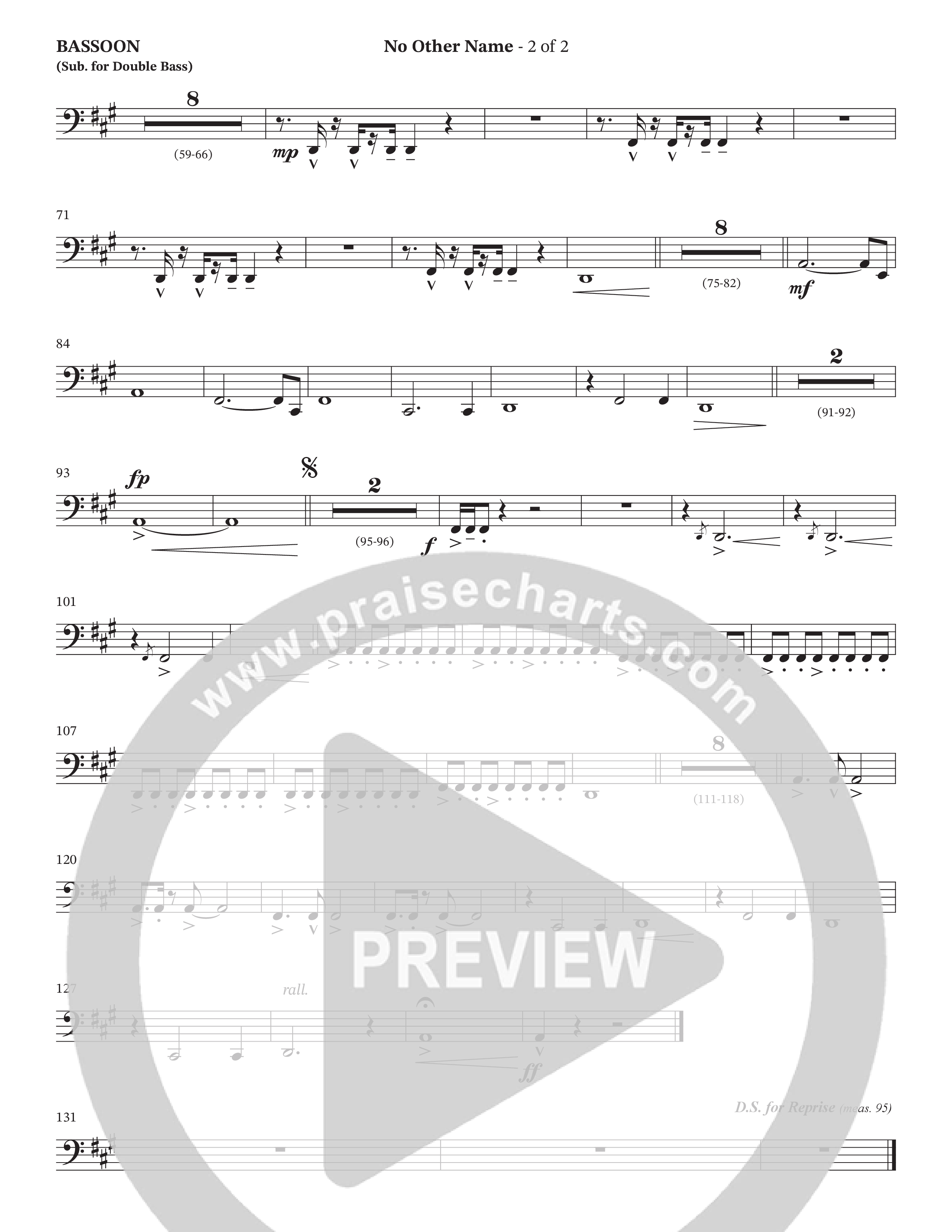 No Other Name (Choral Anthem SATB) Bassoon (The Brooklyn Tabernacle Choir / Arr. Carol Cymbala / Orch. J. Daniel Smith)