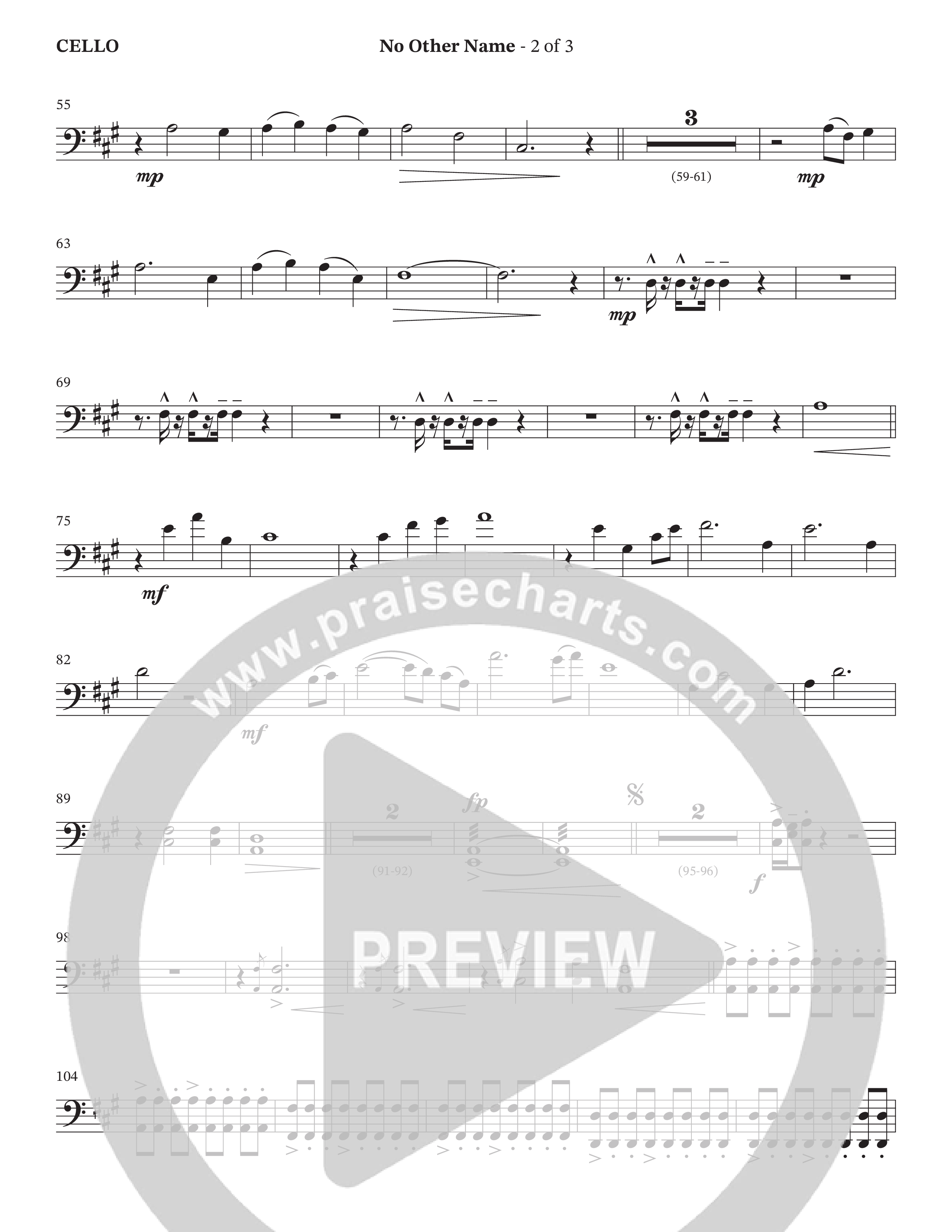 No Other Name (Choral Anthem SATB) Cello (The Brooklyn Tabernacle Choir / Arr. Carol Cymbala / Orch. J. Daniel Smith)