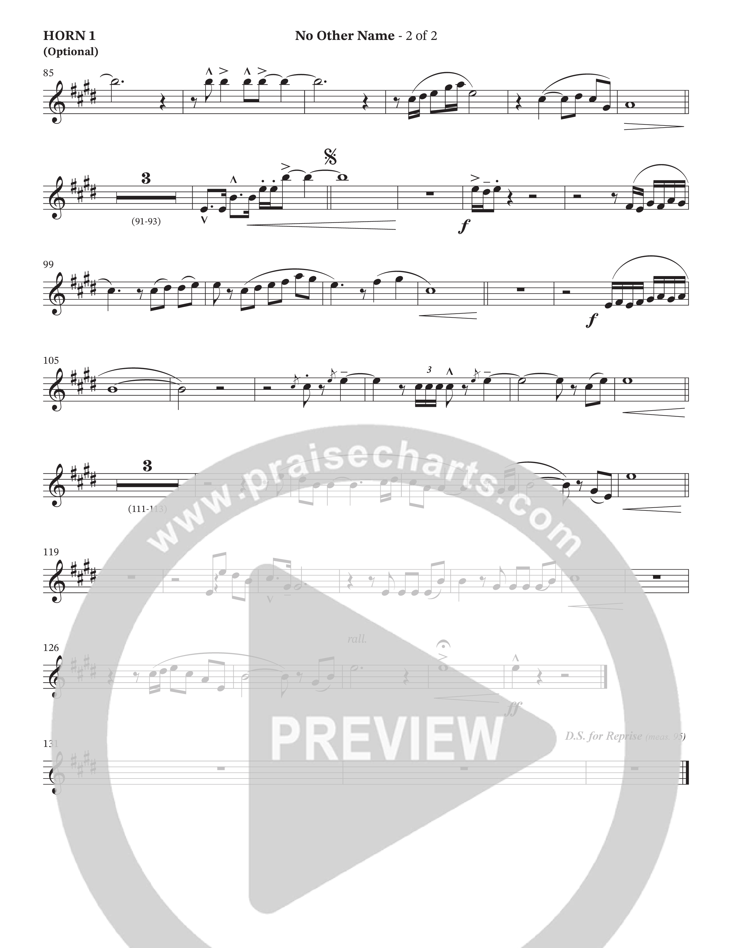 No Other Name (Choral Anthem SATB) French Horn 1 (The Brooklyn Tabernacle Choir / Arr. Carol Cymbala / Orch. J. Daniel Smith)