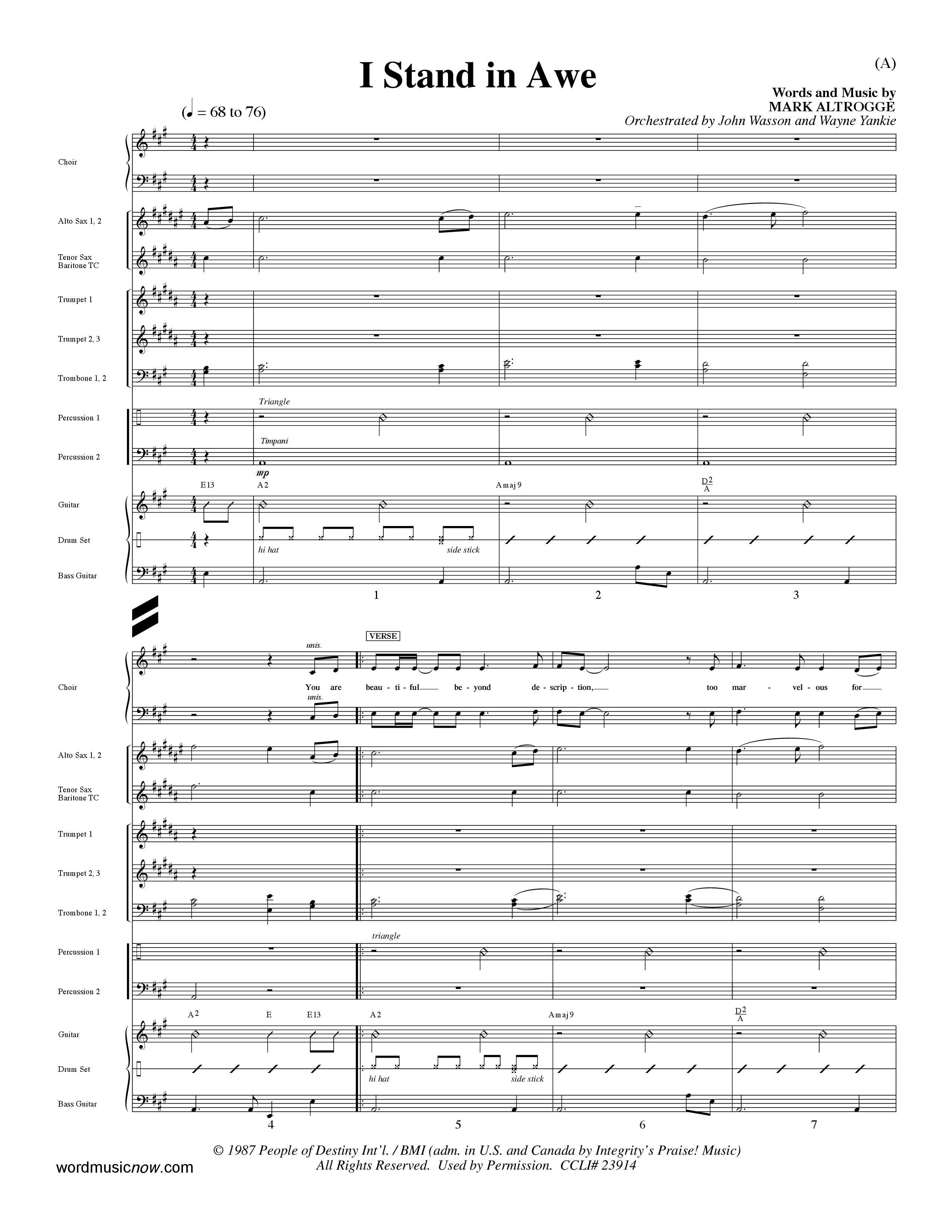 I Stand In Awe (Choral Anthem SATB) Conductor's Score (Word Music Choral / Orch. John Wasson / Orch. Wayne Yankie)