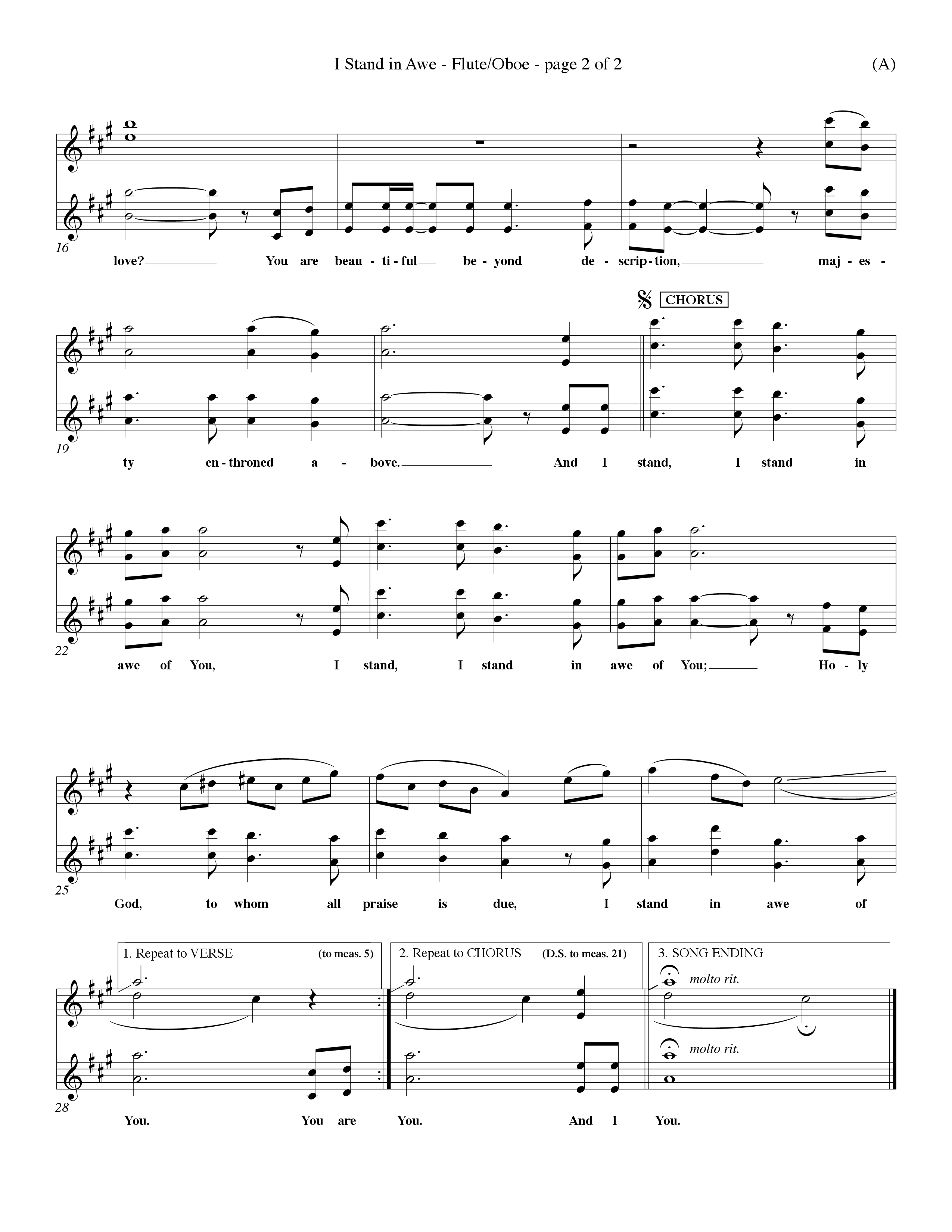 I Stand In Awe (Choral Anthem SATB) Flute/Oboe (Word Music Choral / Orch. John Wasson / Orch. Wayne Yankie)