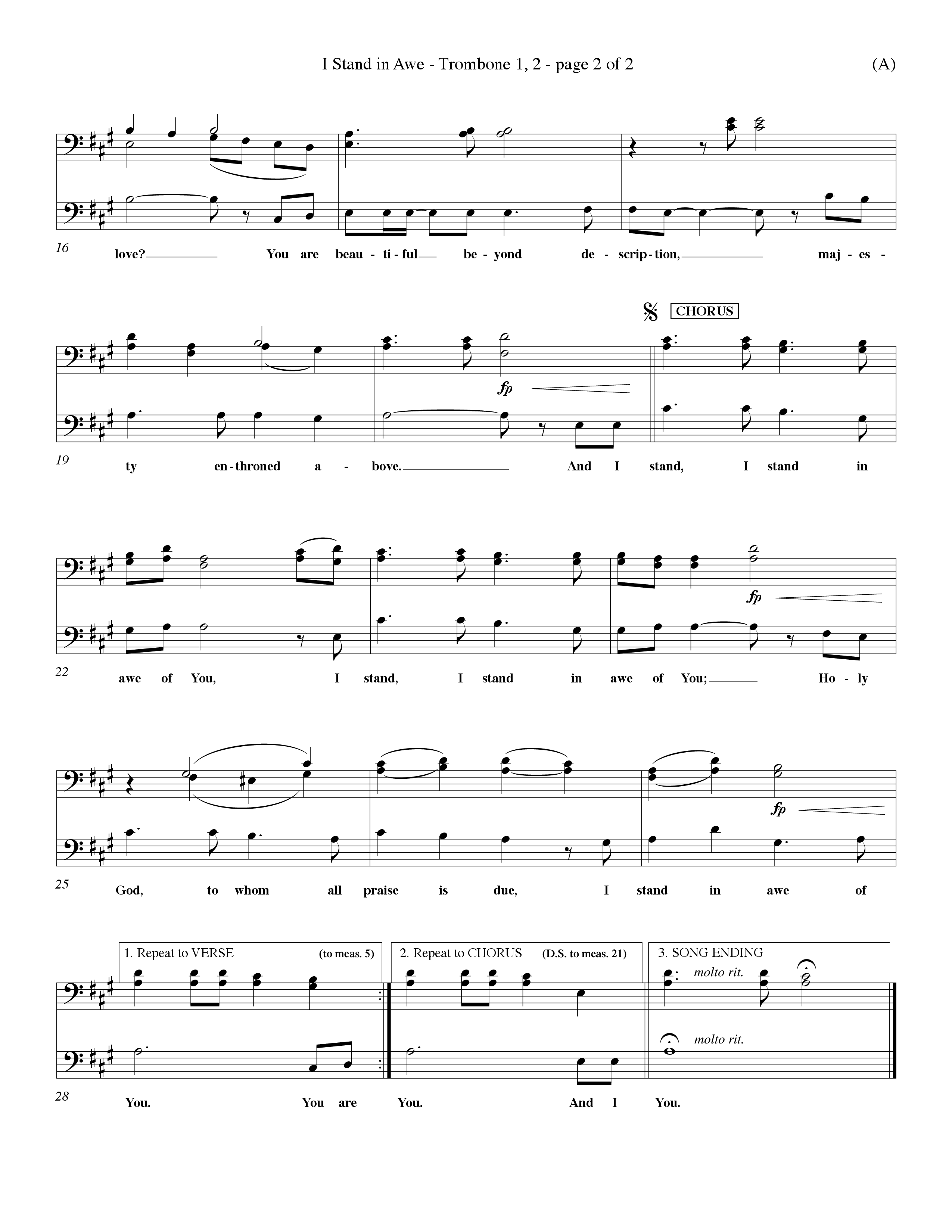 I Stand In Awe (Choral Anthem SATB) Trombone 1/2 (Word Music Choral / Orch. John Wasson / Orch. Wayne Yankie)