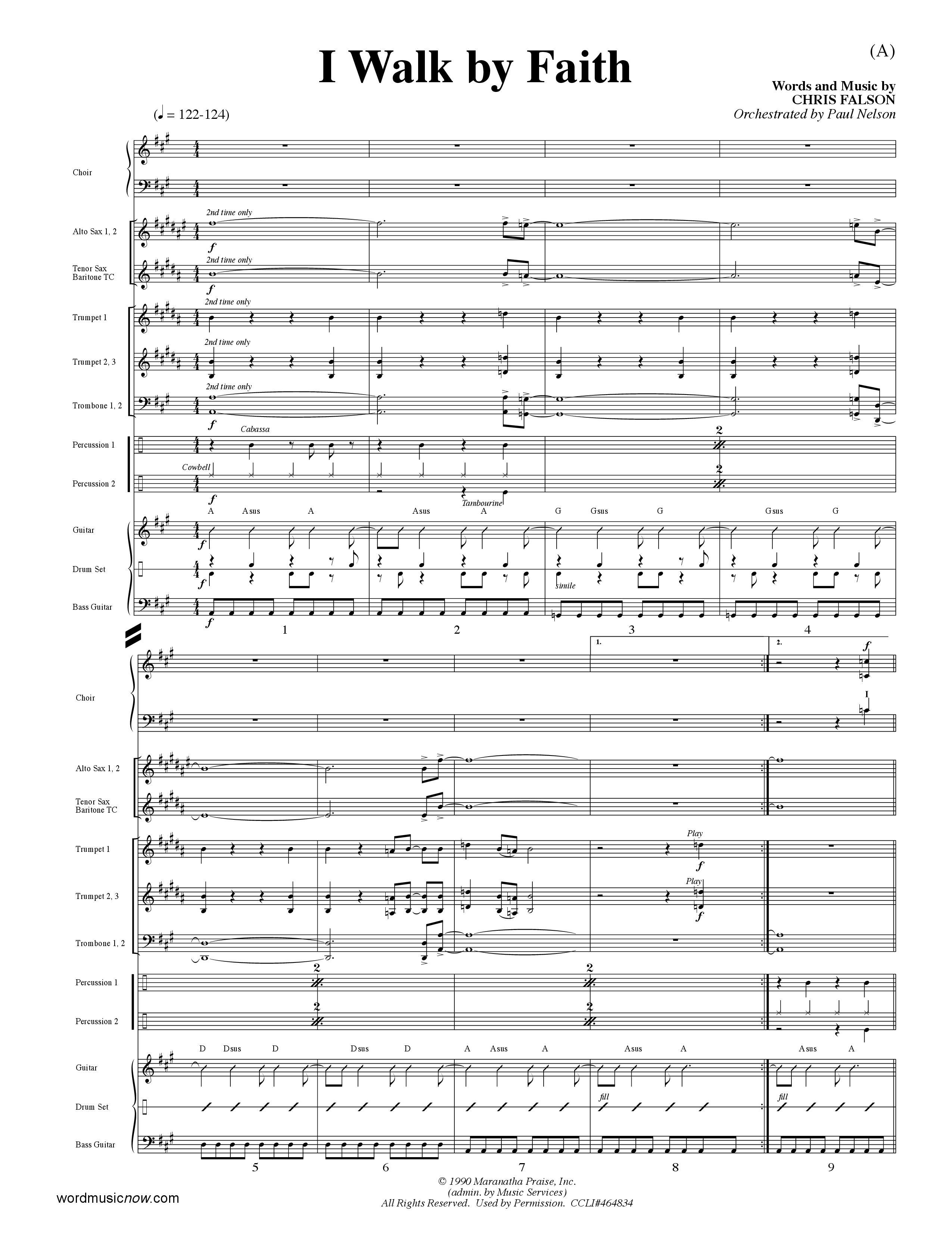 I Walk By Faith (Choral Anthem SATB) PraiseBand (incl. Brass) (Word Music Choral / Orch. Paul Nelson)