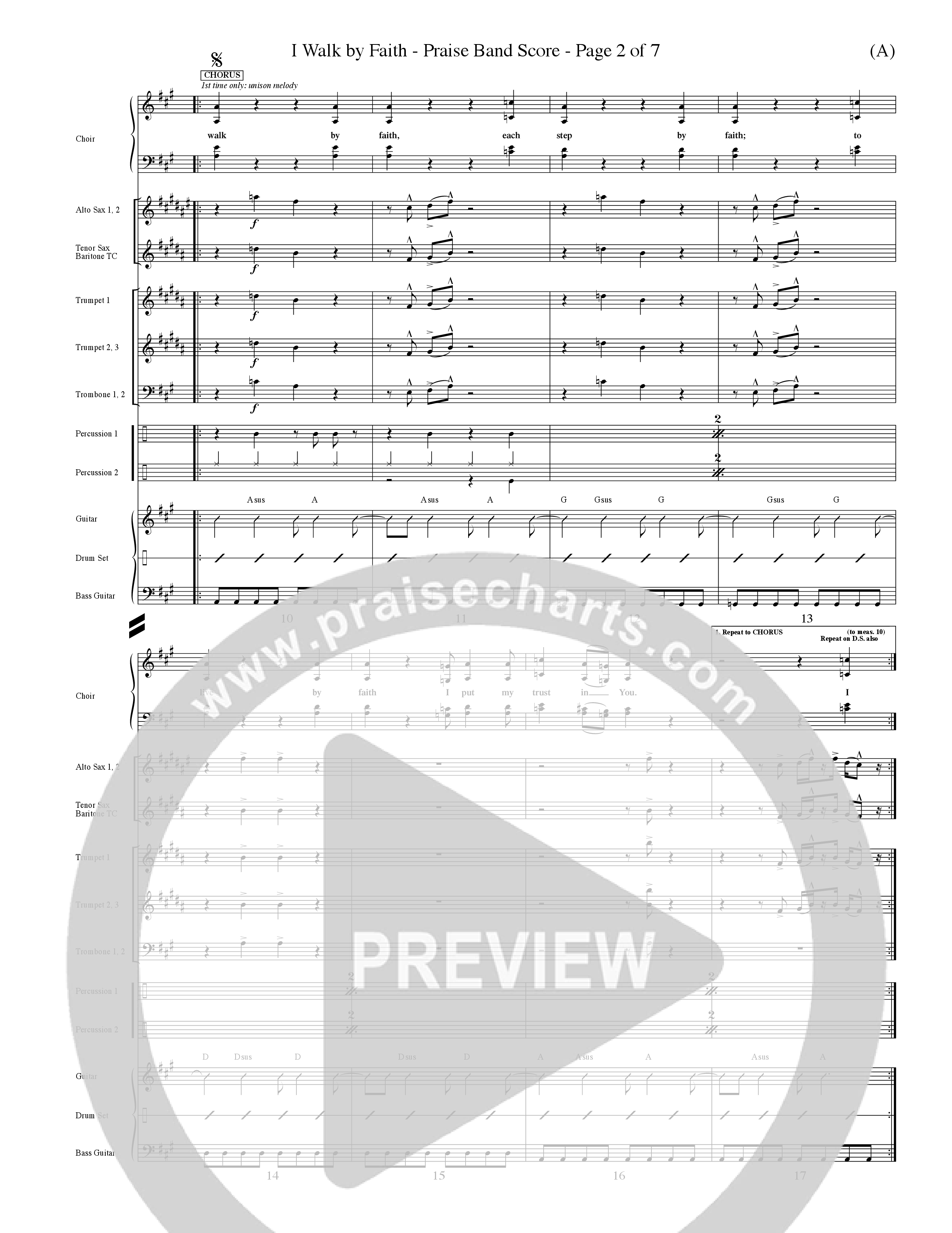 I Walk By Faith (Choral Anthem SATB) PraiseBand (incl. Brass) (Word Music Choral / Orch. Paul Nelson)
