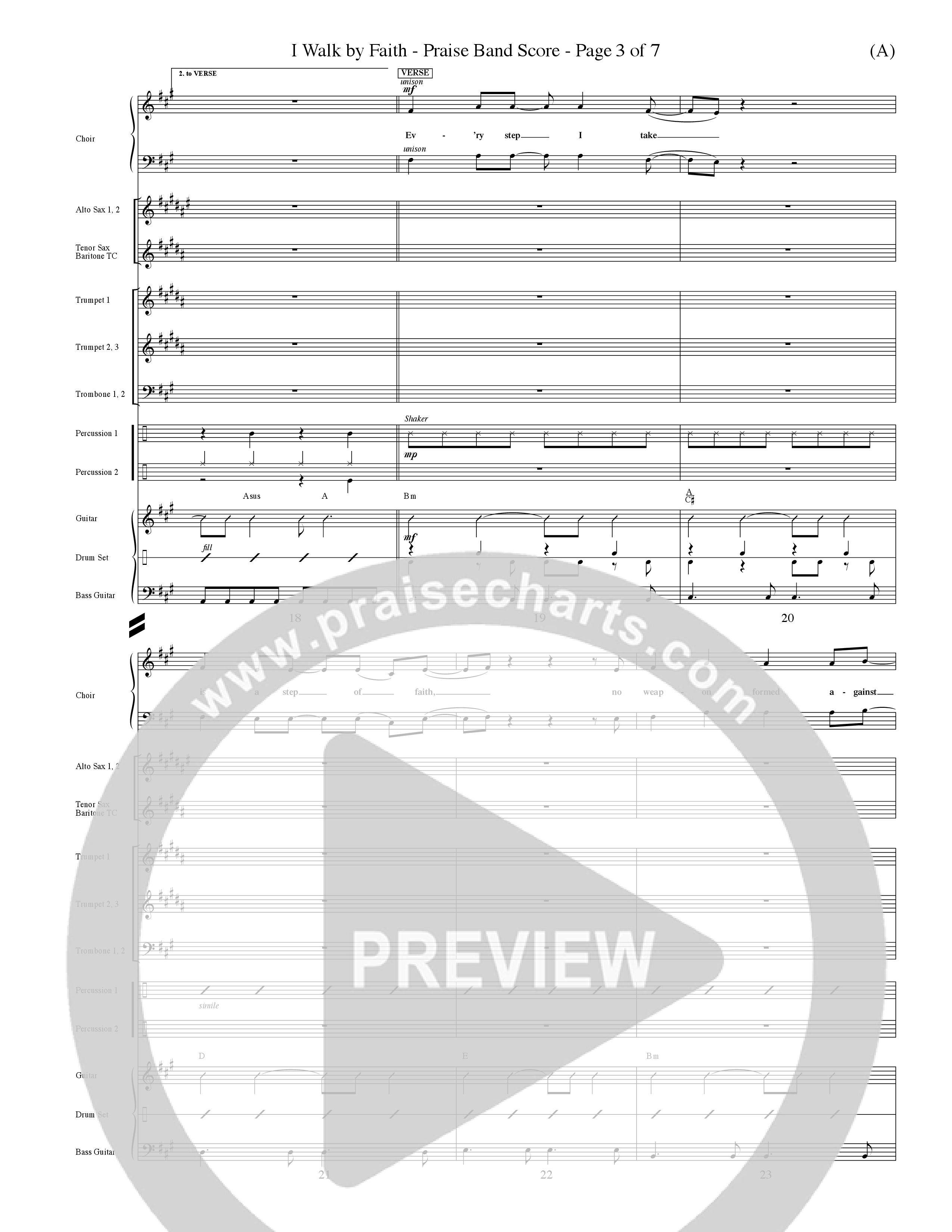 I Walk By Faith (Choral Anthem SATB) PraiseBand (incl. Brass) (Word Music Choral / Orch. Paul Nelson)