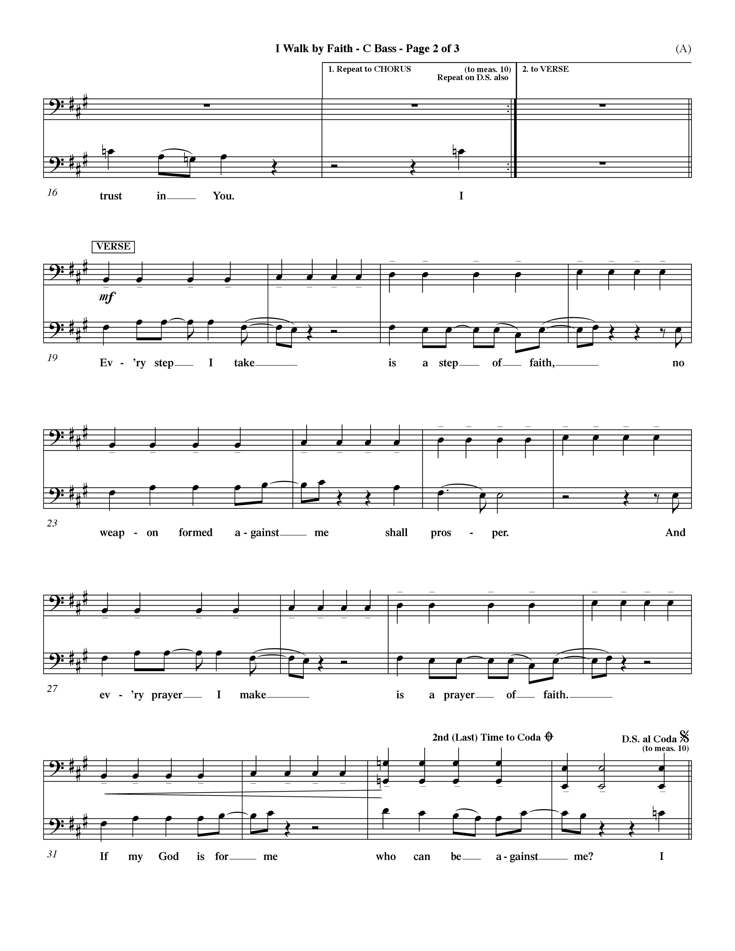 I Walk By Faith (Choral Anthem SATB) Contrabass (Word Music Choral / Orch. Paul Nelson)