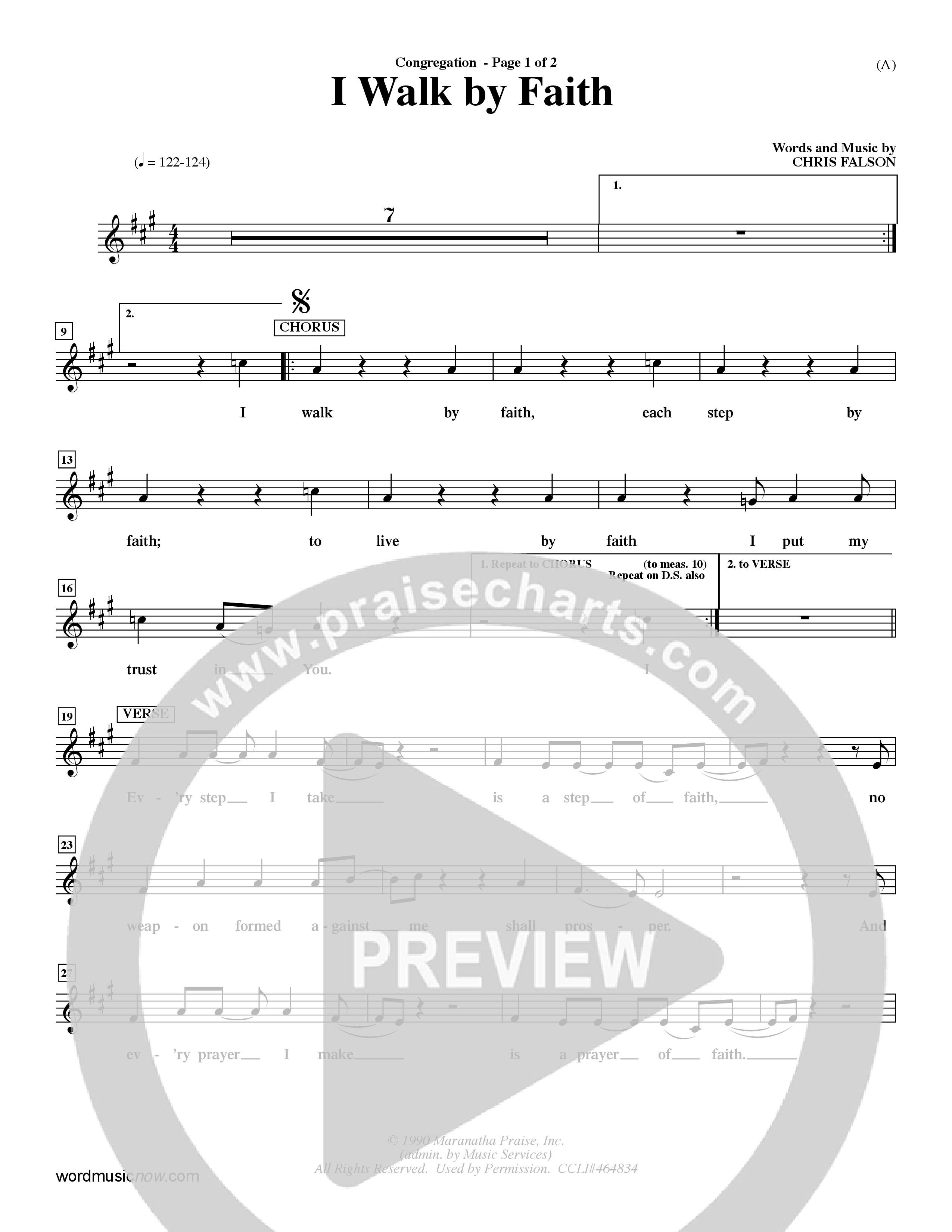 I Walk By Faith (Choral Anthem SATB) Lead Sheet (Mel) (Word Music Choral / Orch. Paul Nelson)