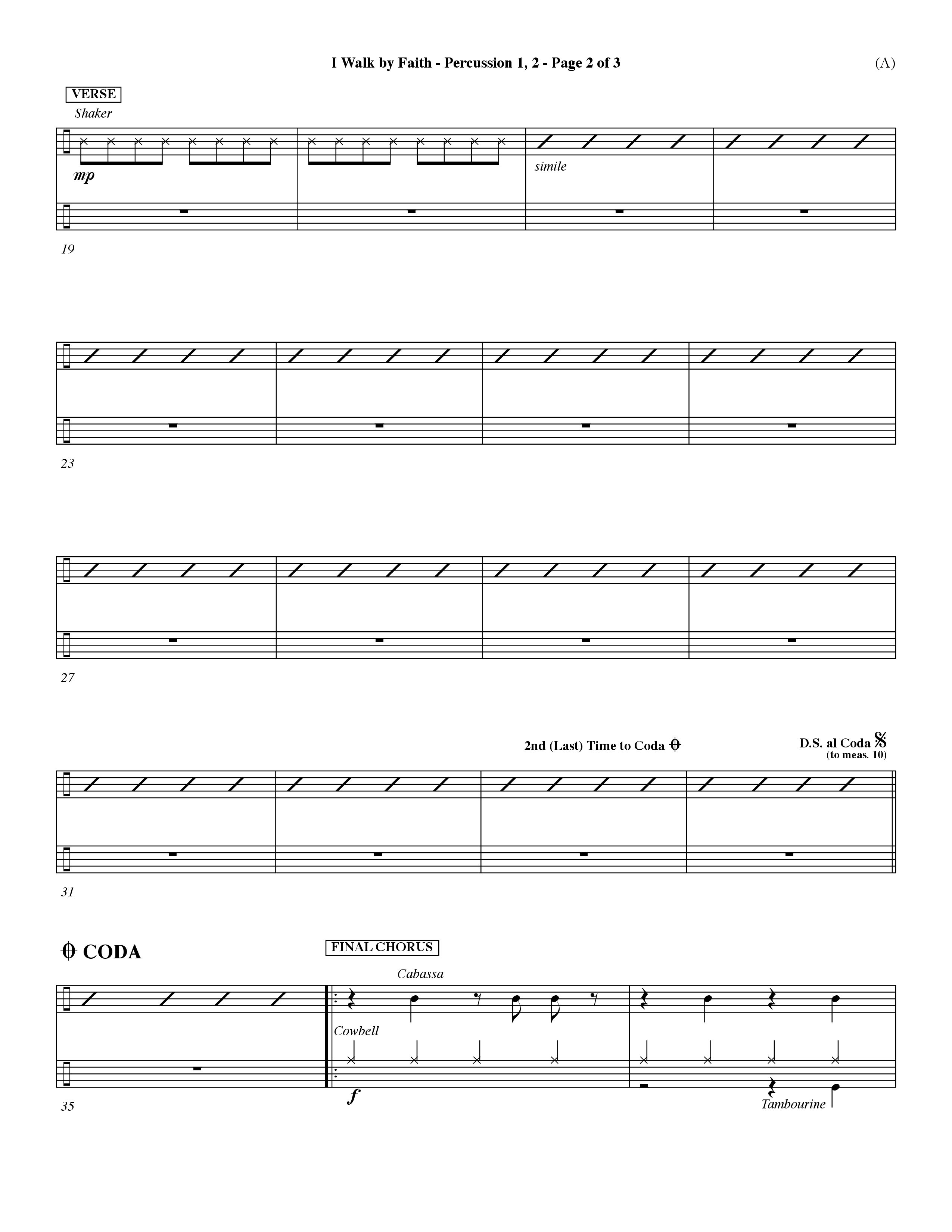 I Walk By Faith (Choral Anthem SATB) Percussion 1/2 (Word Music Choral / Orch. Paul Nelson)