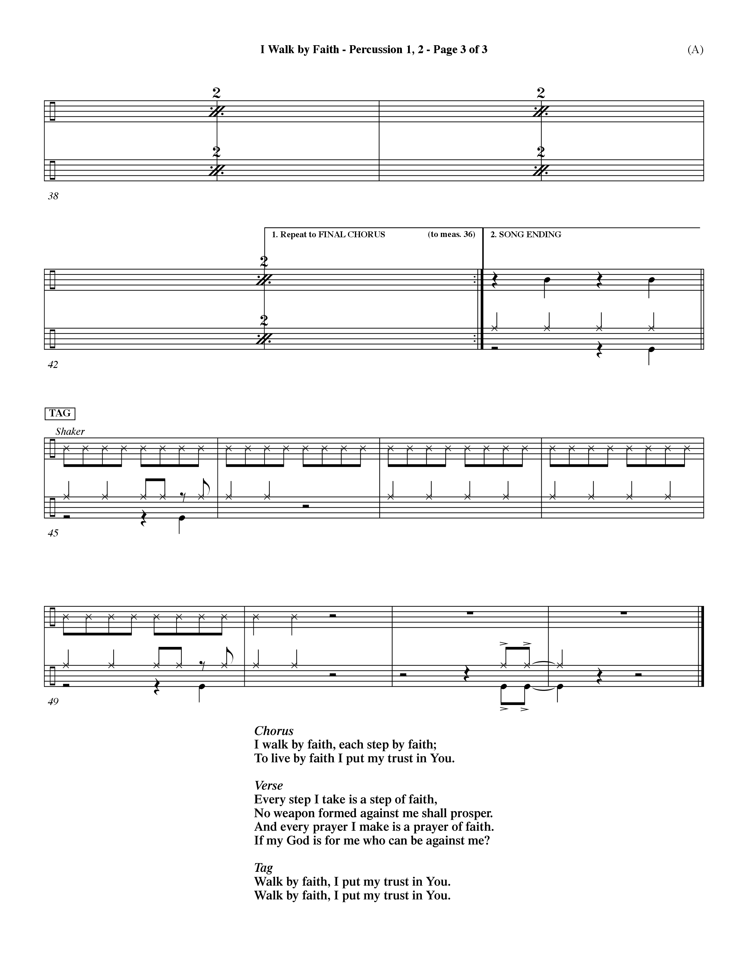 I Walk By Faith (Choral Anthem SATB) Percussion 1/2 (Word Music Choral / Orch. Paul Nelson)