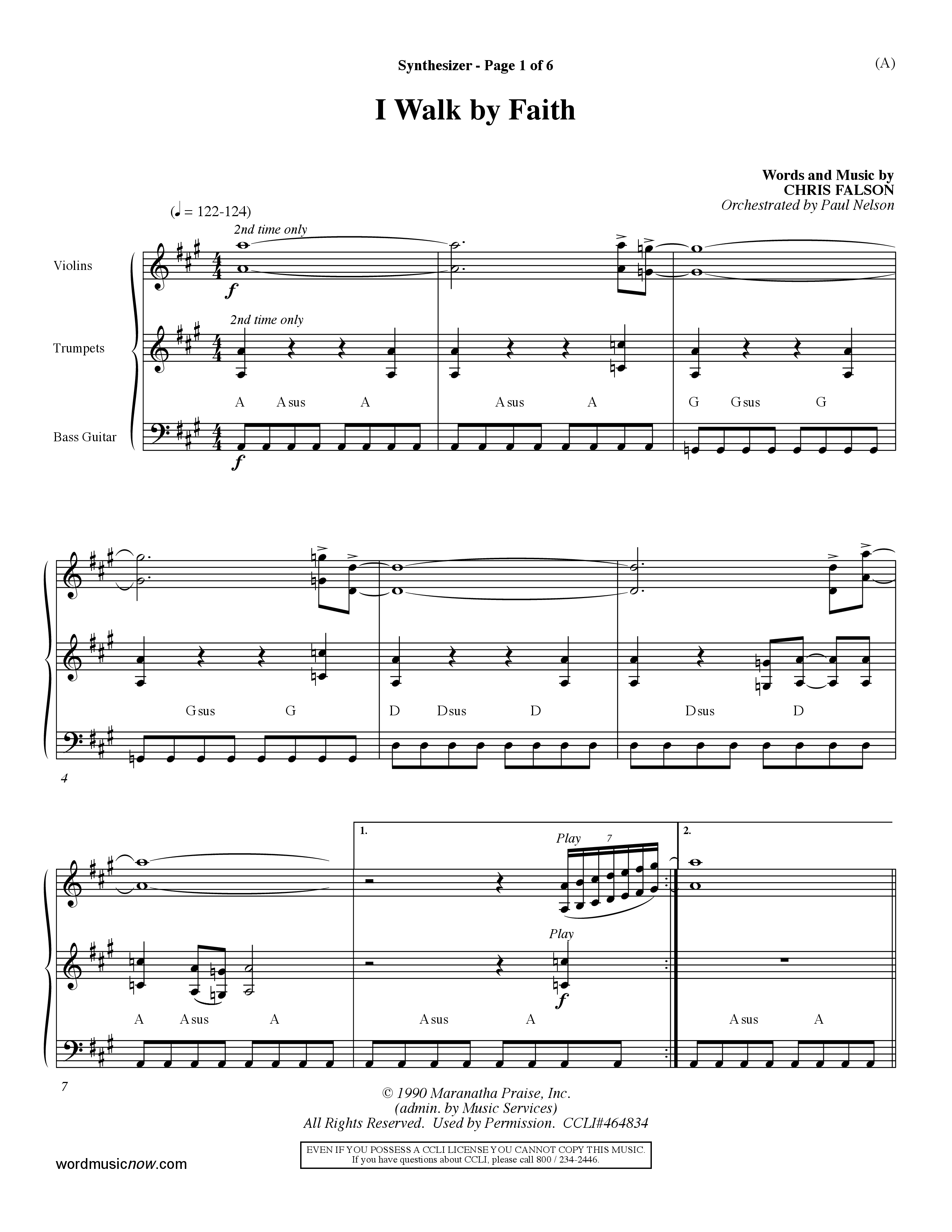 I Walk By Faith (Choral Anthem SATB) Synth (Word Music Choral / Orch. Paul Nelson)