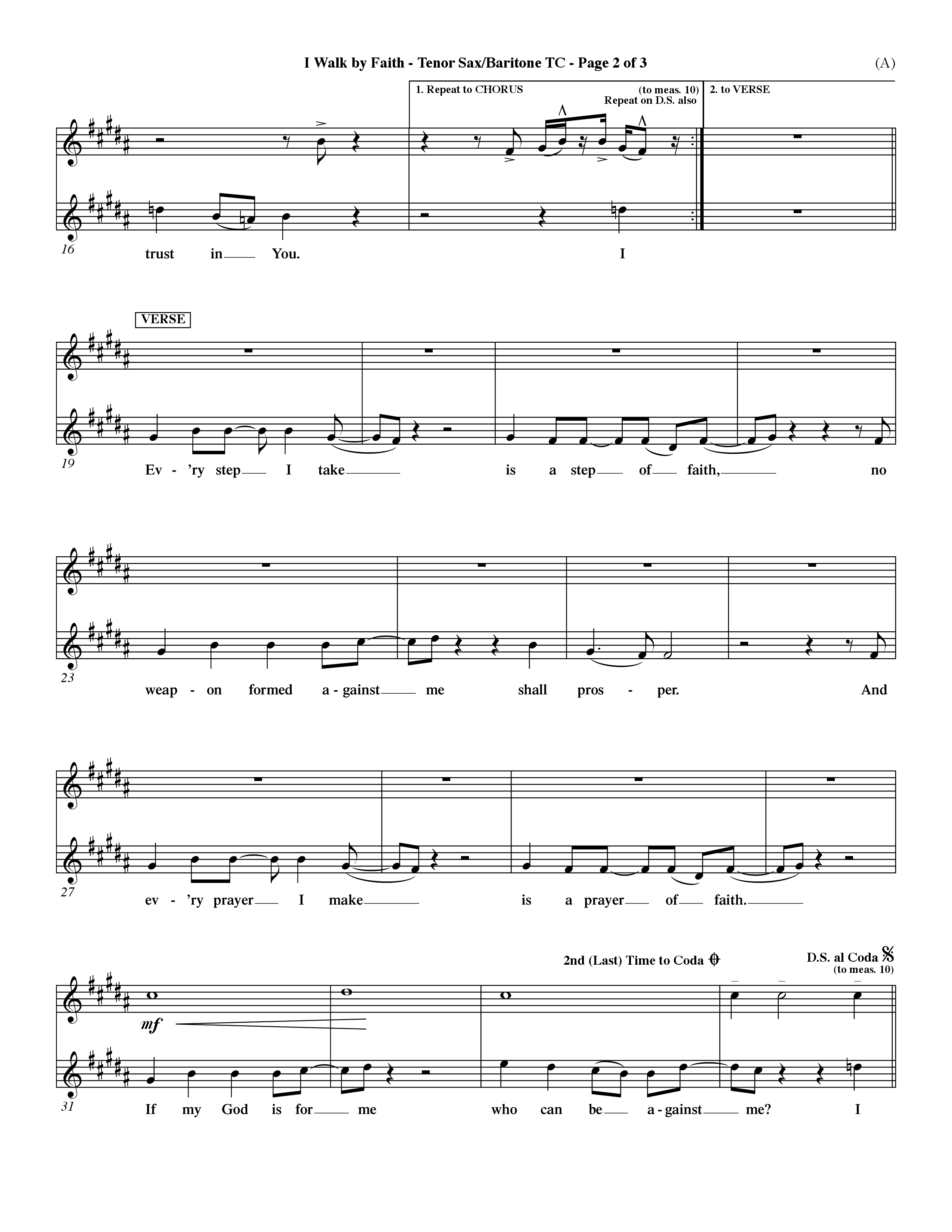 I Walk By Faith (Choral Anthem SATB) Tenor Sax/Baritone T.C. (Word Music Choral / Orch. Paul Nelson)