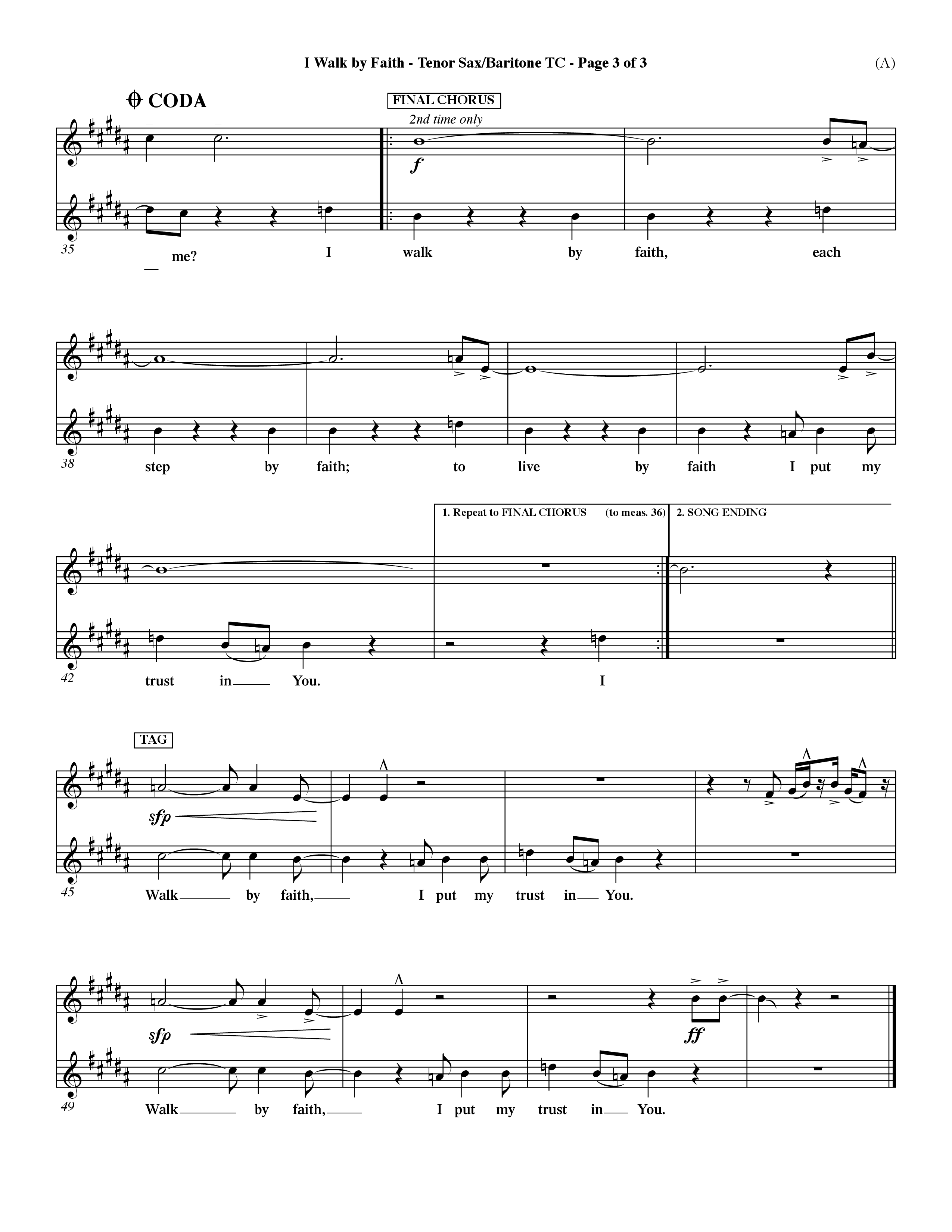 I Walk By Faith (Choral Anthem SATB) Tenor Sax/Baritone T.C. (Word Music Choral / Orch. Paul Nelson)