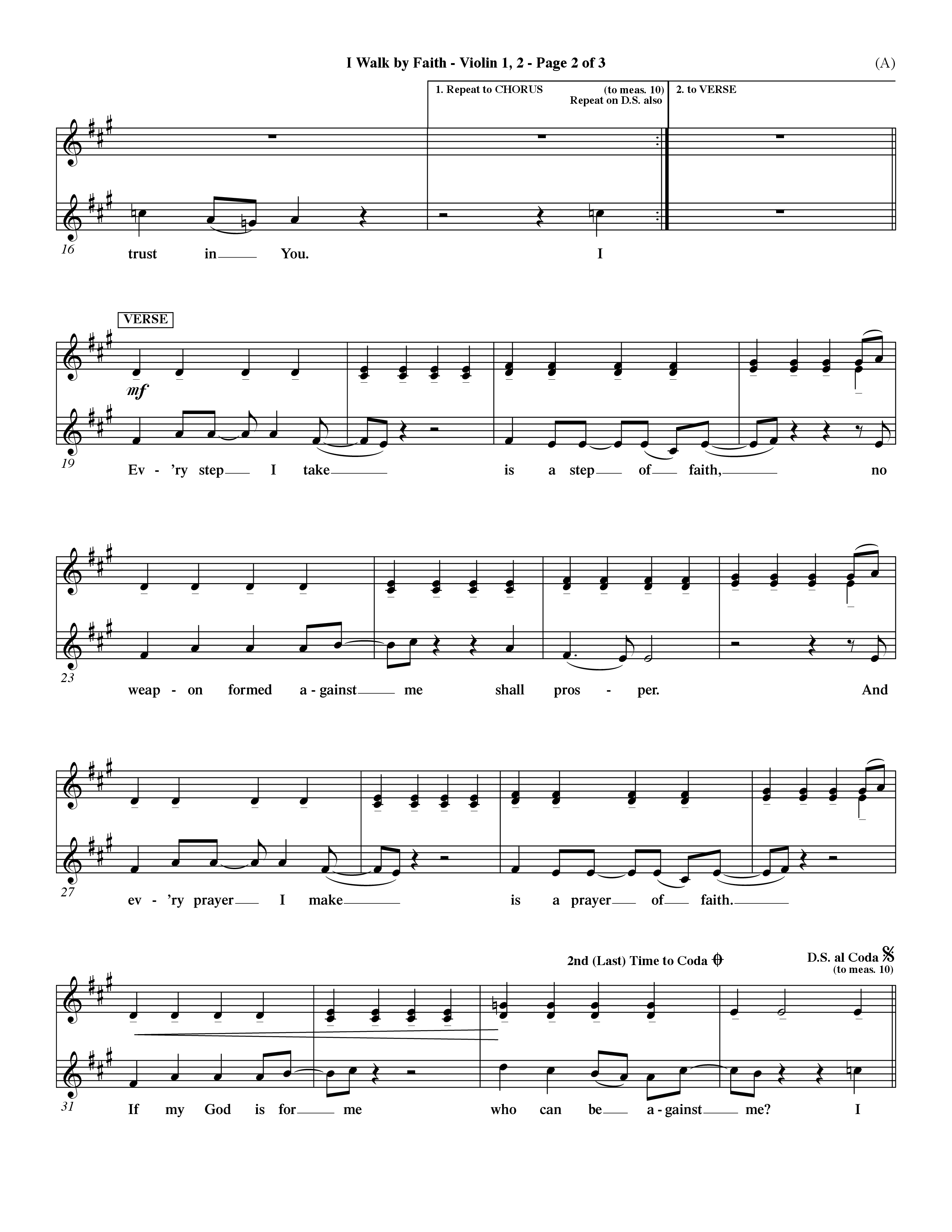 I Walk By Faith (Choral Anthem SATB) Violin 1/2 (Word Music Choral / Orch. Paul Nelson)