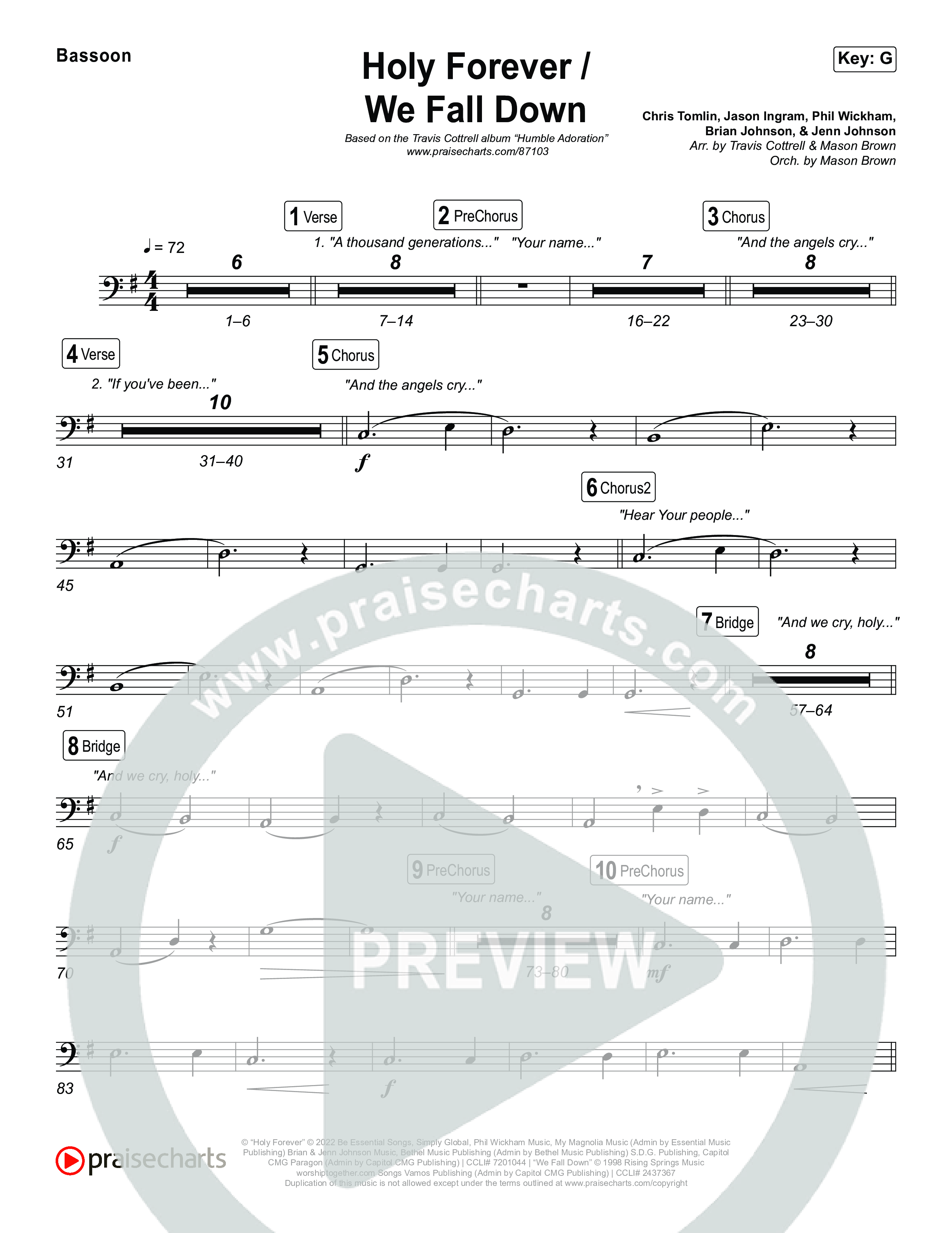 Holy Forever / We Fall Down (Choral/SATB) Bassoon (Travis Cottrell / Skye Reedy / Arr. Mason Brown)