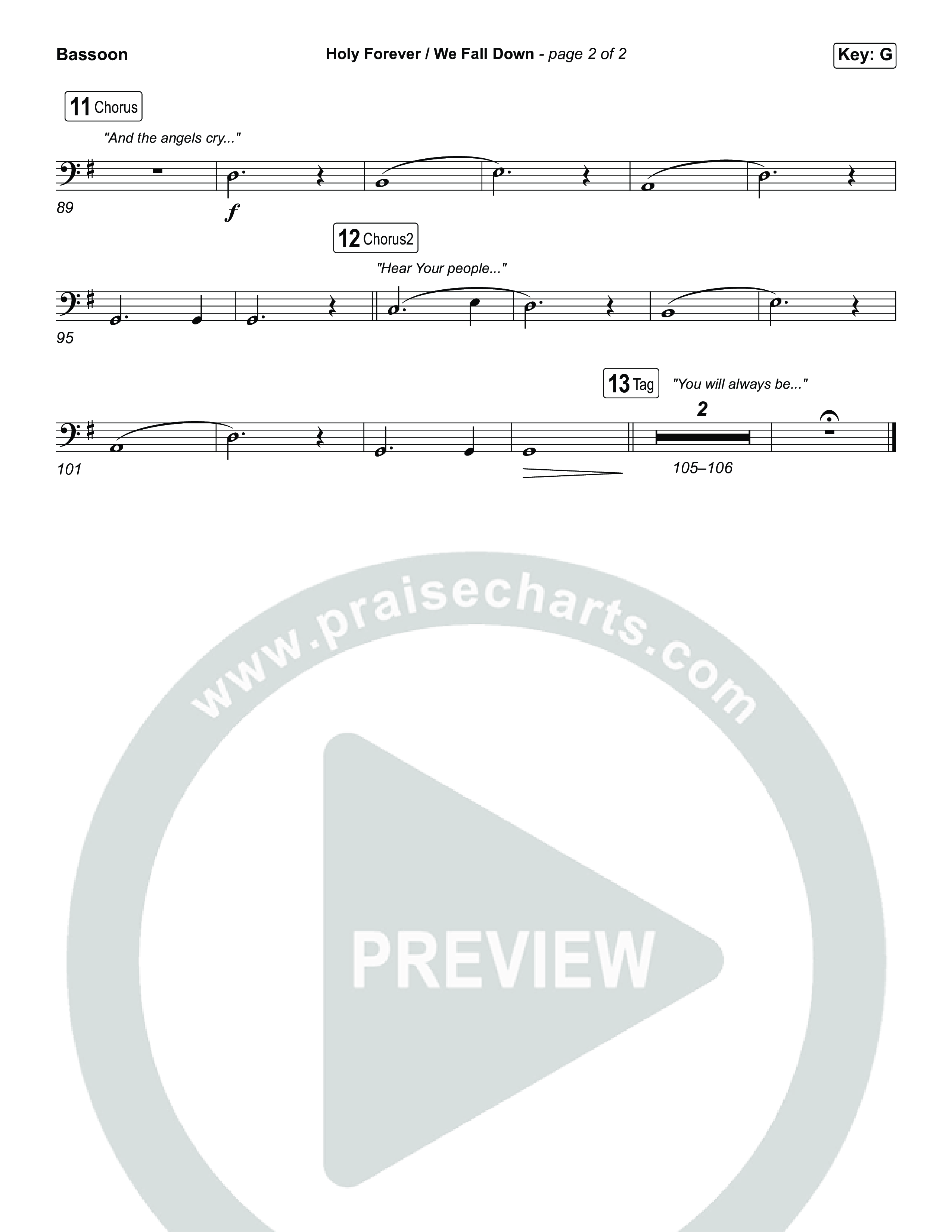 Holy Forever / We Fall Down (Choral/SATB) Bassoon (Travis Cottrell / Skye Reedy / Arr. Mason Brown)