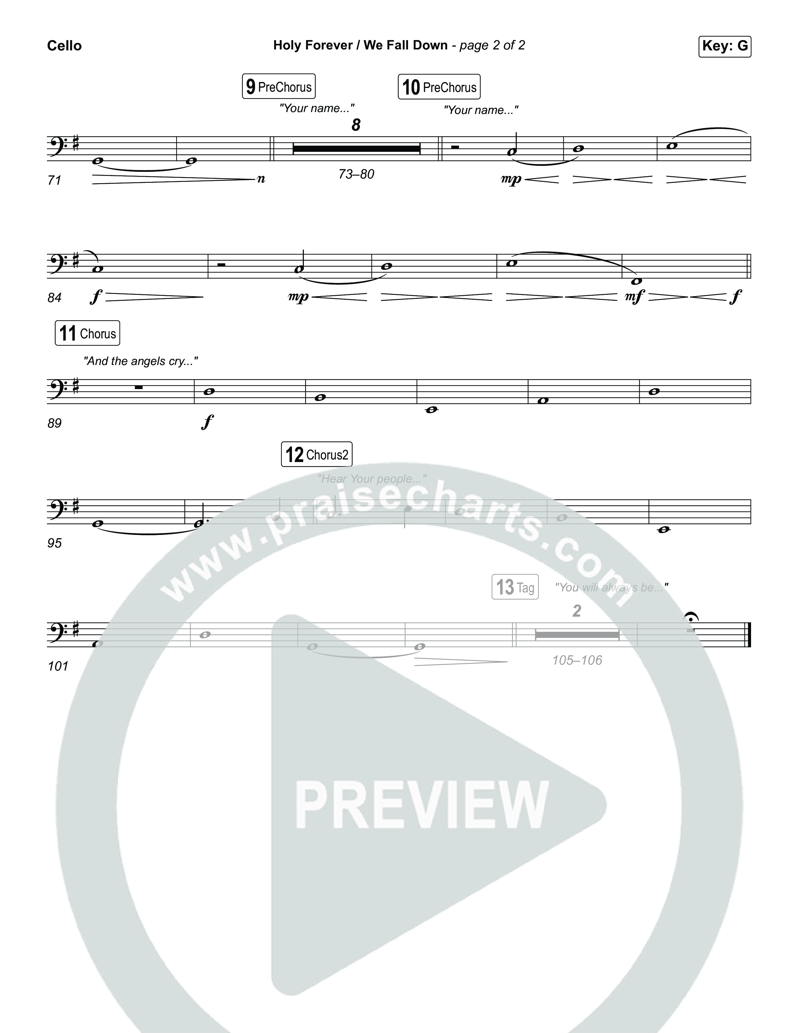 Holy Forever / We Fall Down (Choral/SATB) Cello (Travis Cottrell / Skye Reedy / Arr. Mason Brown)