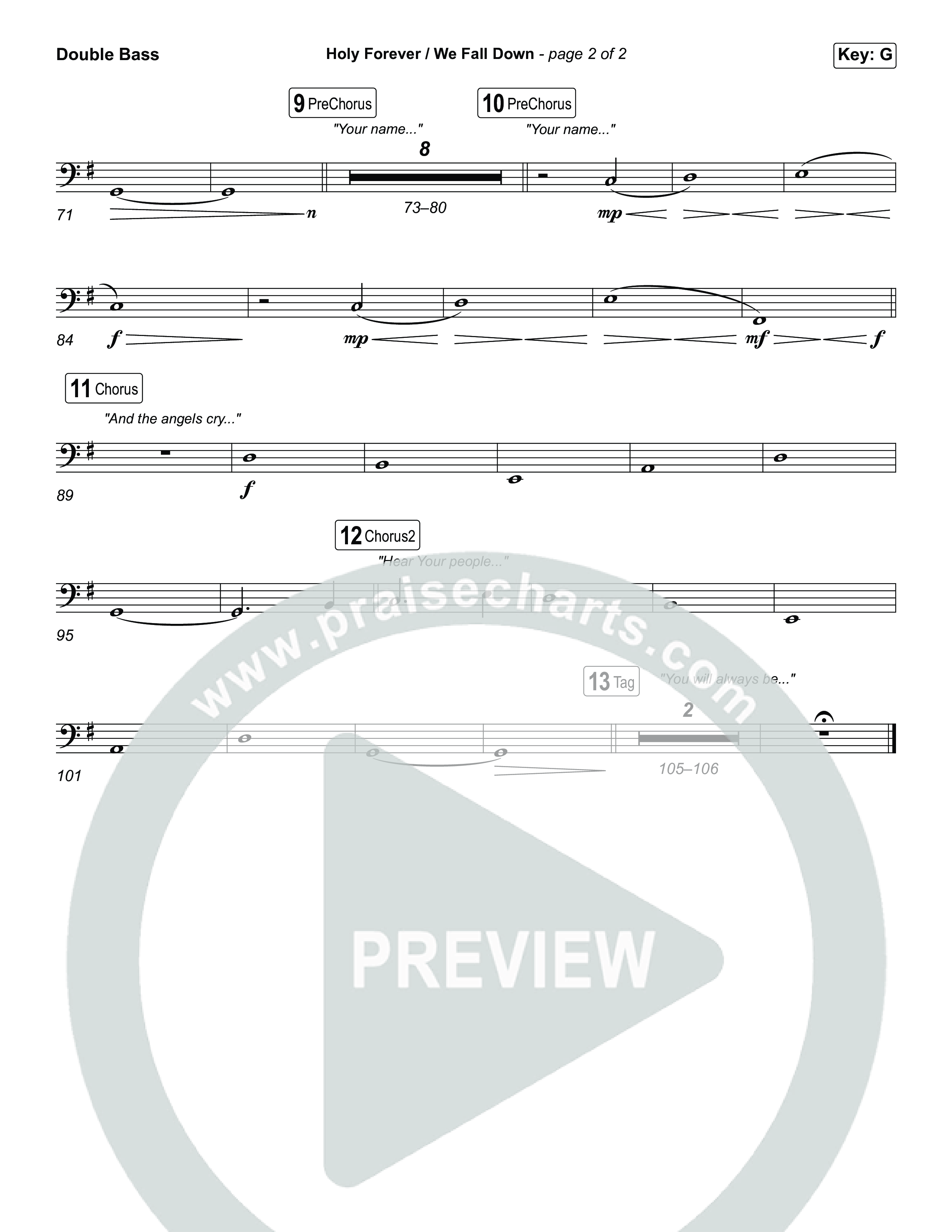 Holy Forever / We Fall Down (Choral/SATB) String Bass (Travis Cottrell / Skye Reedy / Arr. Mason Brown)